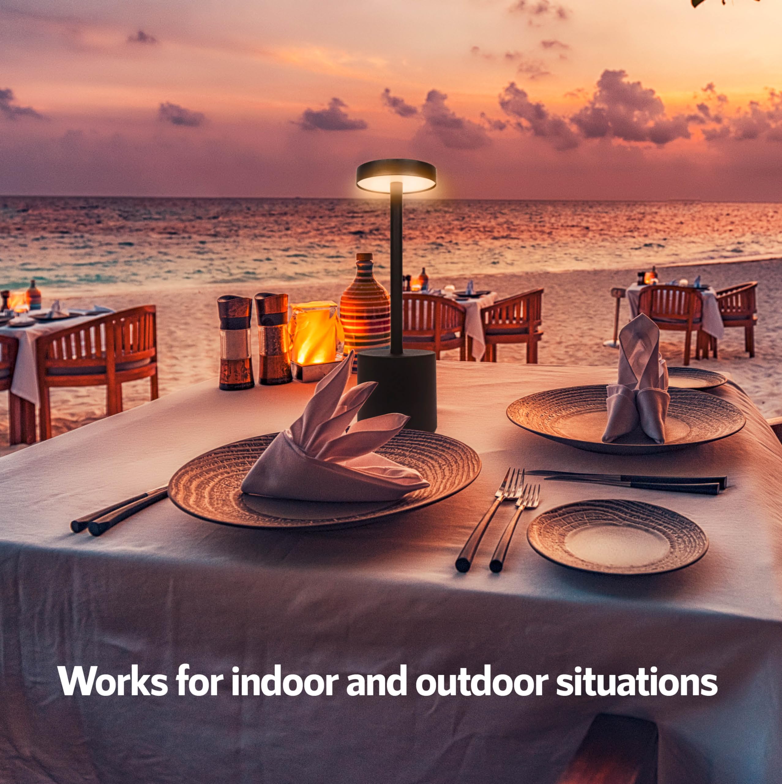 10 Pack - Black Rechargeable Cordless Table Lamps, Portable Led Desk Lamps, Dimming 5000Mah Rechargeable Battery Powered Led Lig