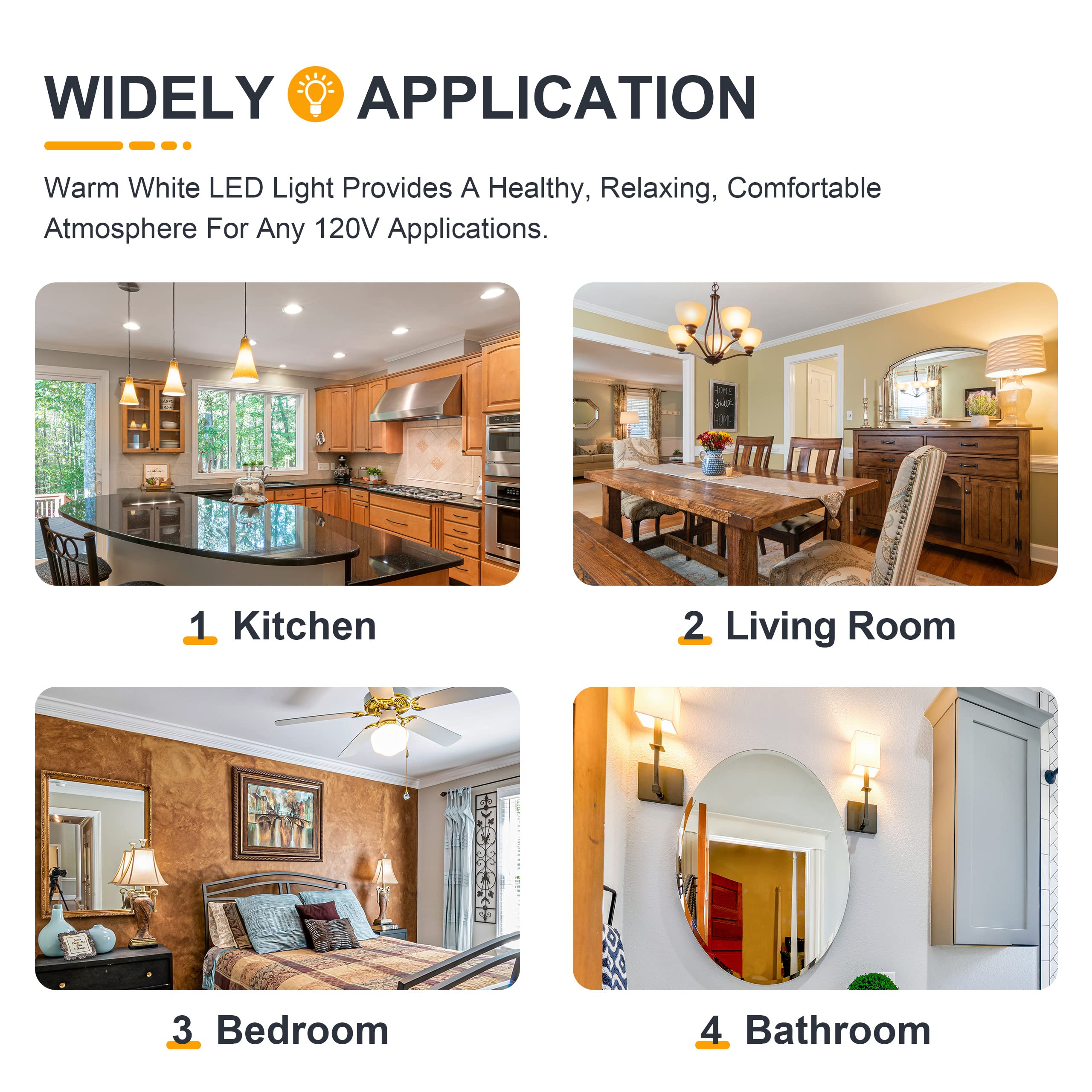 TOKCON Dimmable A15 LED Globe Bulbs, 4W, 2700K Warm White, Frosted Glass, Small, 6 Pack