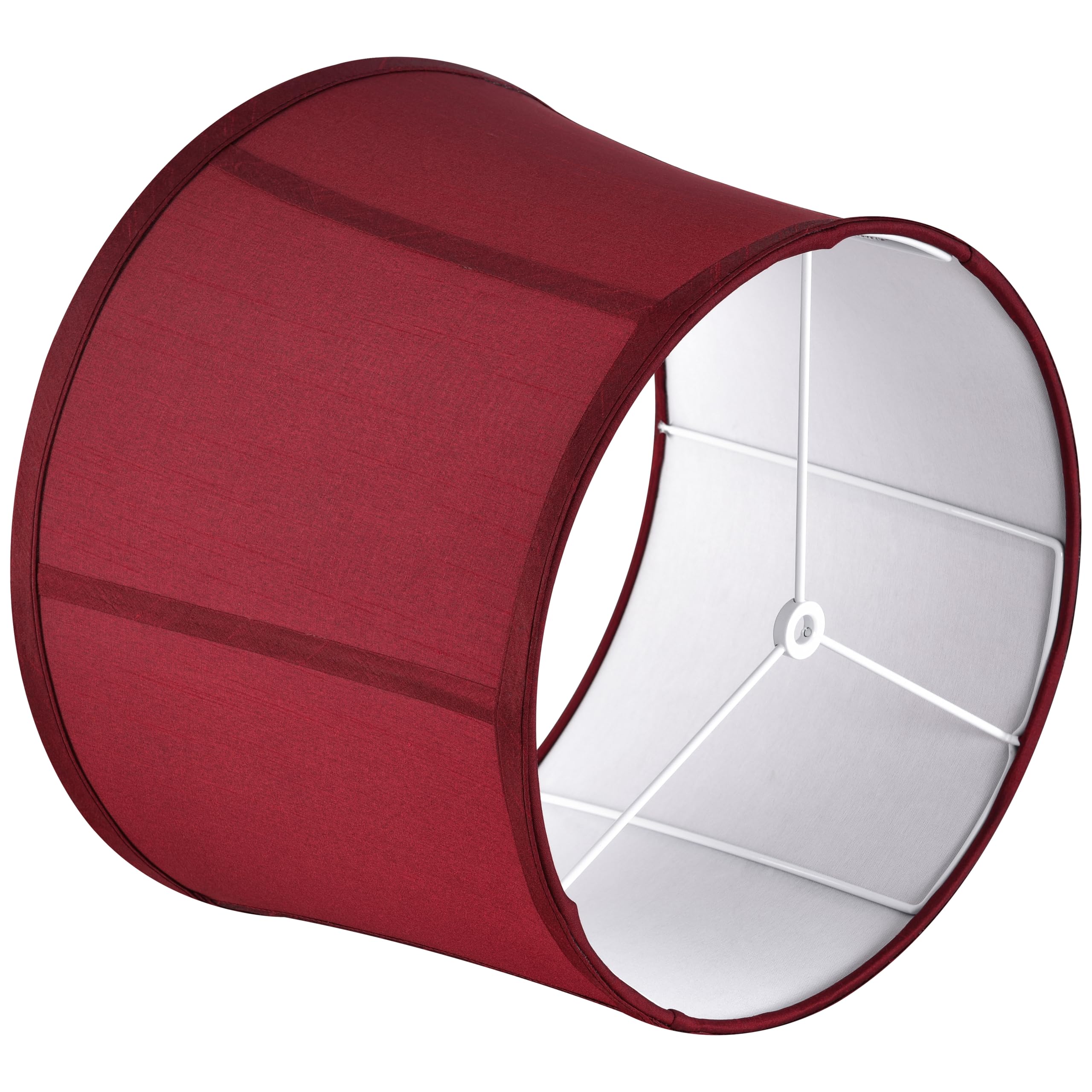 Goso Medium Red Drum Lamp Shade For Table Lamps Floor Lamp,12X14X10 Inch (Spider) Natural Fabric Faux Silk Lampshades Replacemen