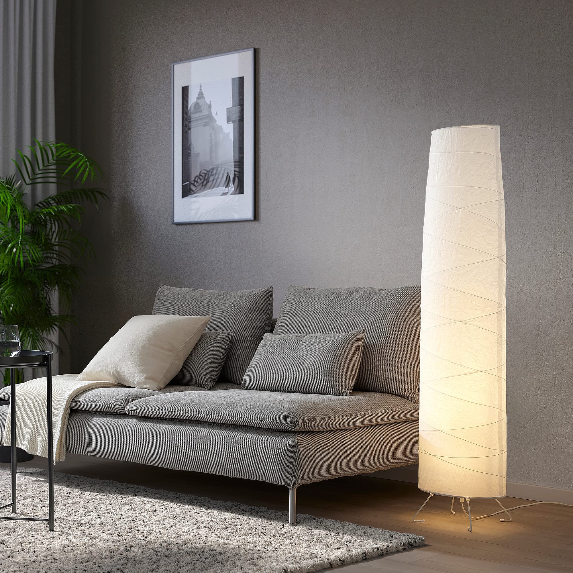 IKEA Vickleby Handmade Rice Paper Shade Floor Lamp, 54 in., White, Model 404.844.87