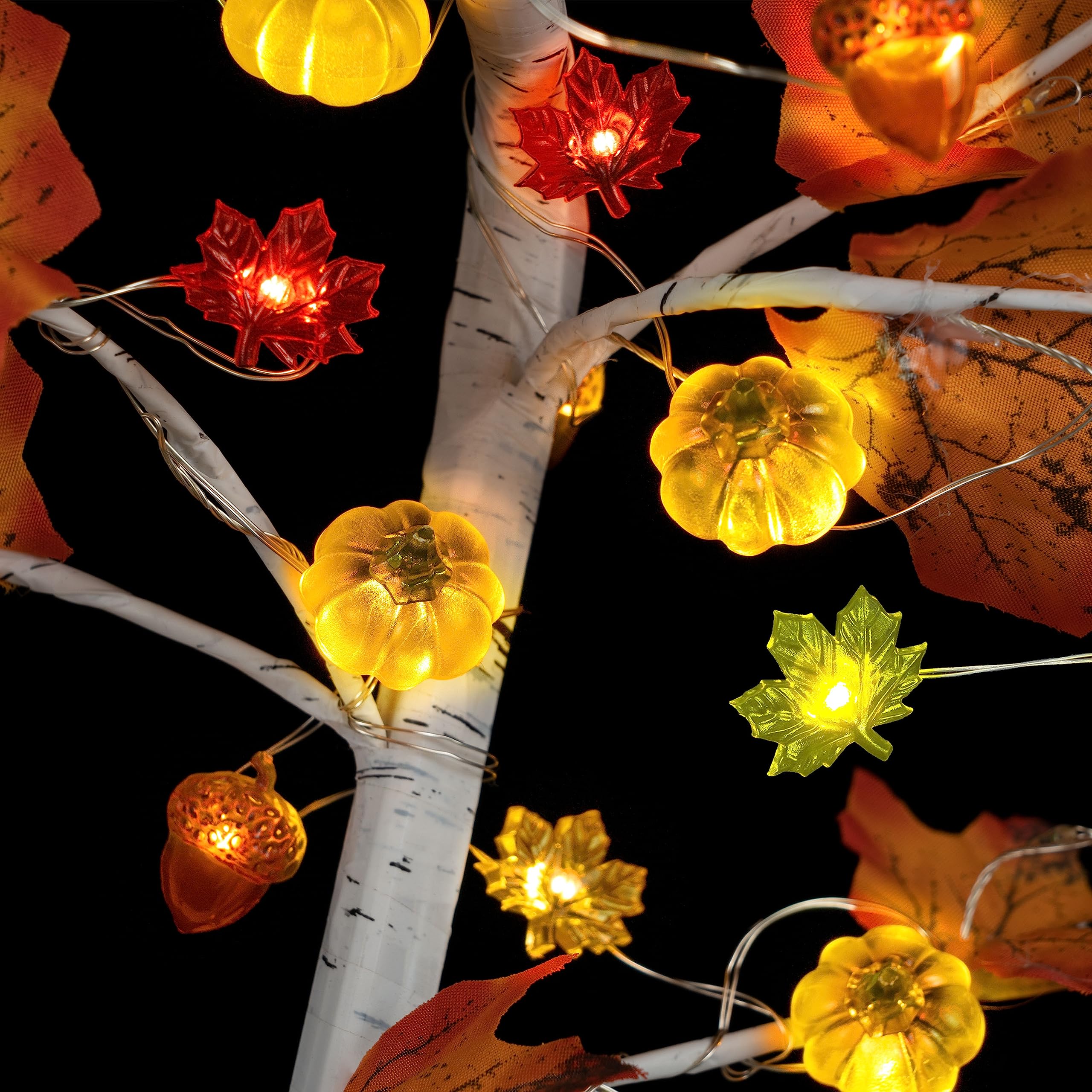 KAiSnova 10FT 30 LED String Lights, Pumpkin Maple Acorn, Battery Operated Fall Decorations for Home and Parties