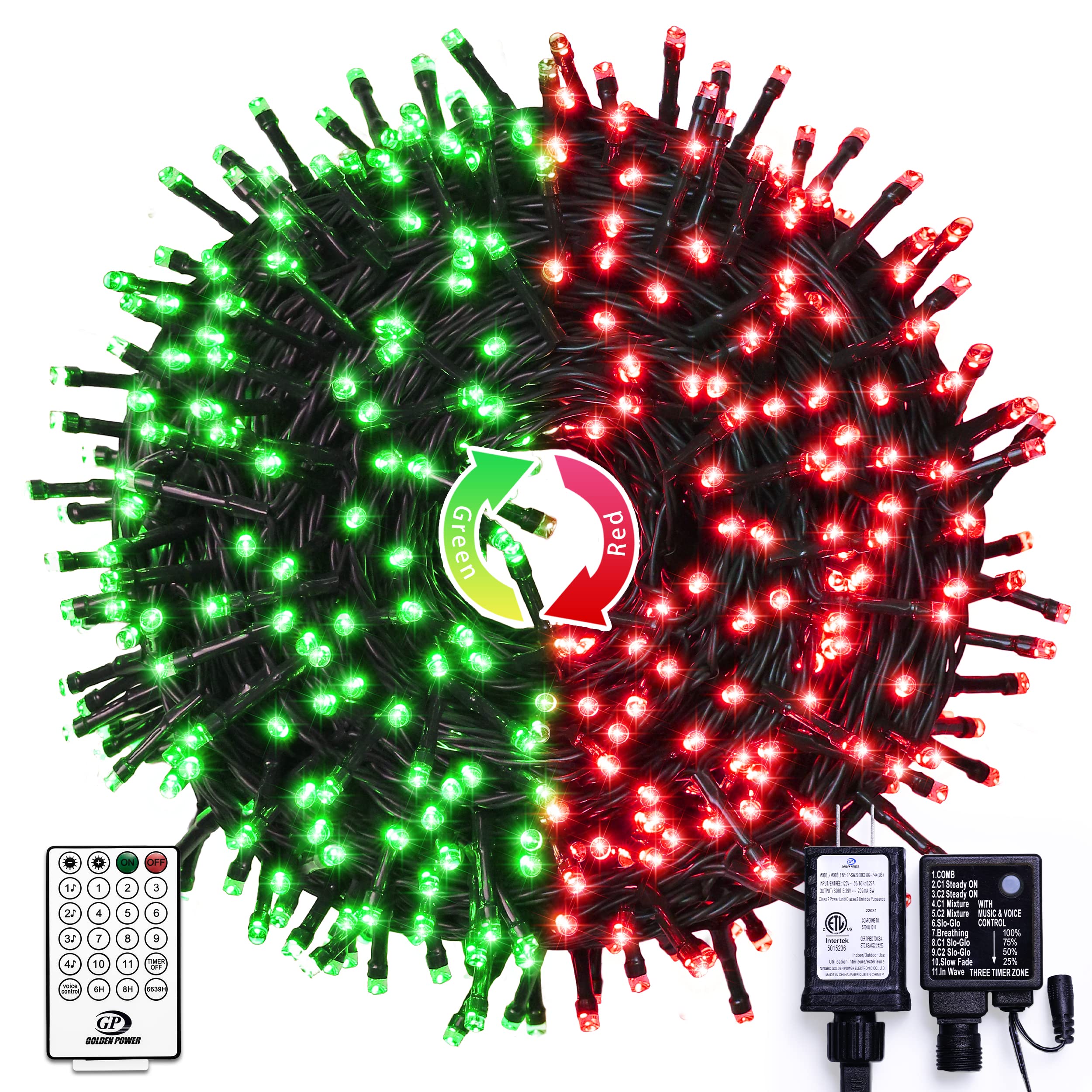 JMEXSUSS 91.5ft 250 LED Color Changing Halloween String Lights, 15 Modes Red & Green Halloween Lights Outdoor Waterproof with Music Modes, Remote Control Halloween Tree Lights for Halloween Decoration