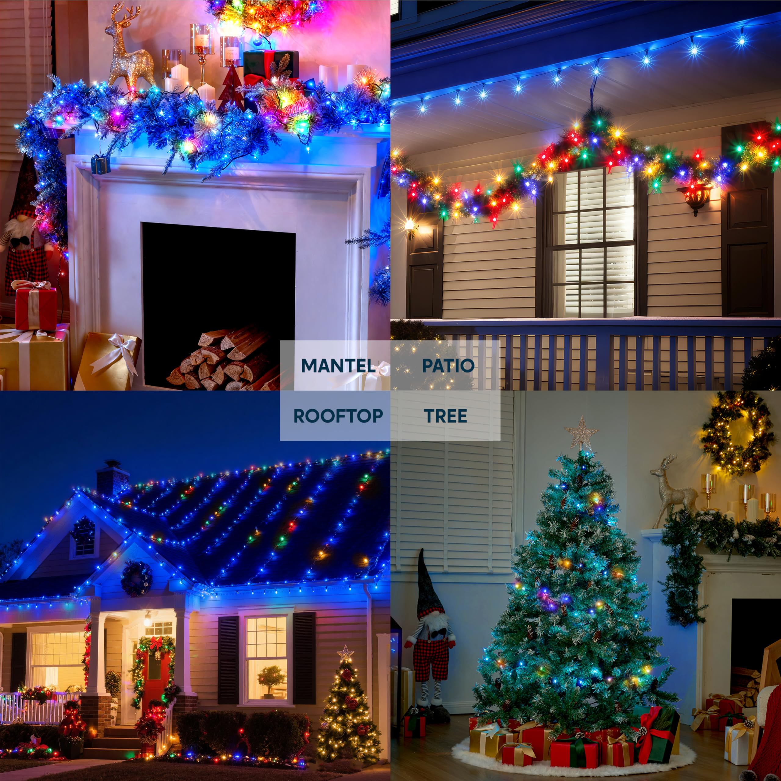 Joiedomi 100Ct Blue Christmas Lights Outdoor, 22.3Ft Green Wire String Lights For Indoor/Outdoor Holiday Decorations