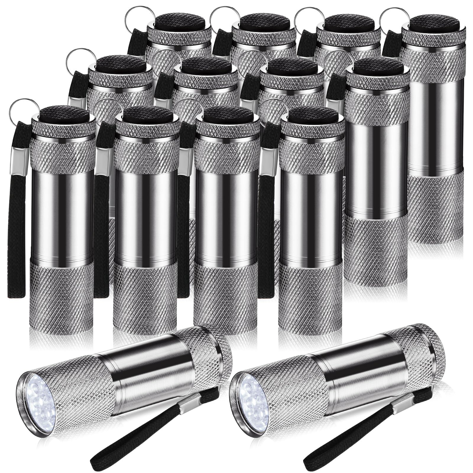 Vihose 12 Pcs Mini Flashlights Bulk  Bright Aluminum Handheld Flash Lights With Lanyard  Small Led Flashlights For Kids Night Reading Emergency Hurricane Camping Hiking Party Favors(Gray)