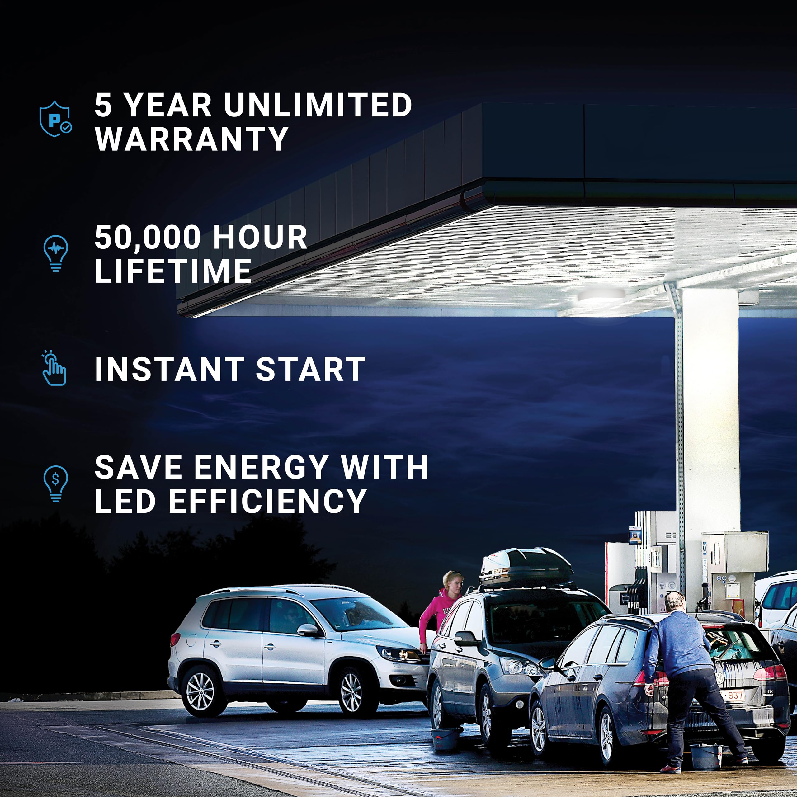 Parmida Led Canopy Light, 70W, Dimmable, 110-277Vac, Ip65 Waterproof, Etl-Listed, 5000K, 9.6'' X 9.6'', Gas Station, Street, Are