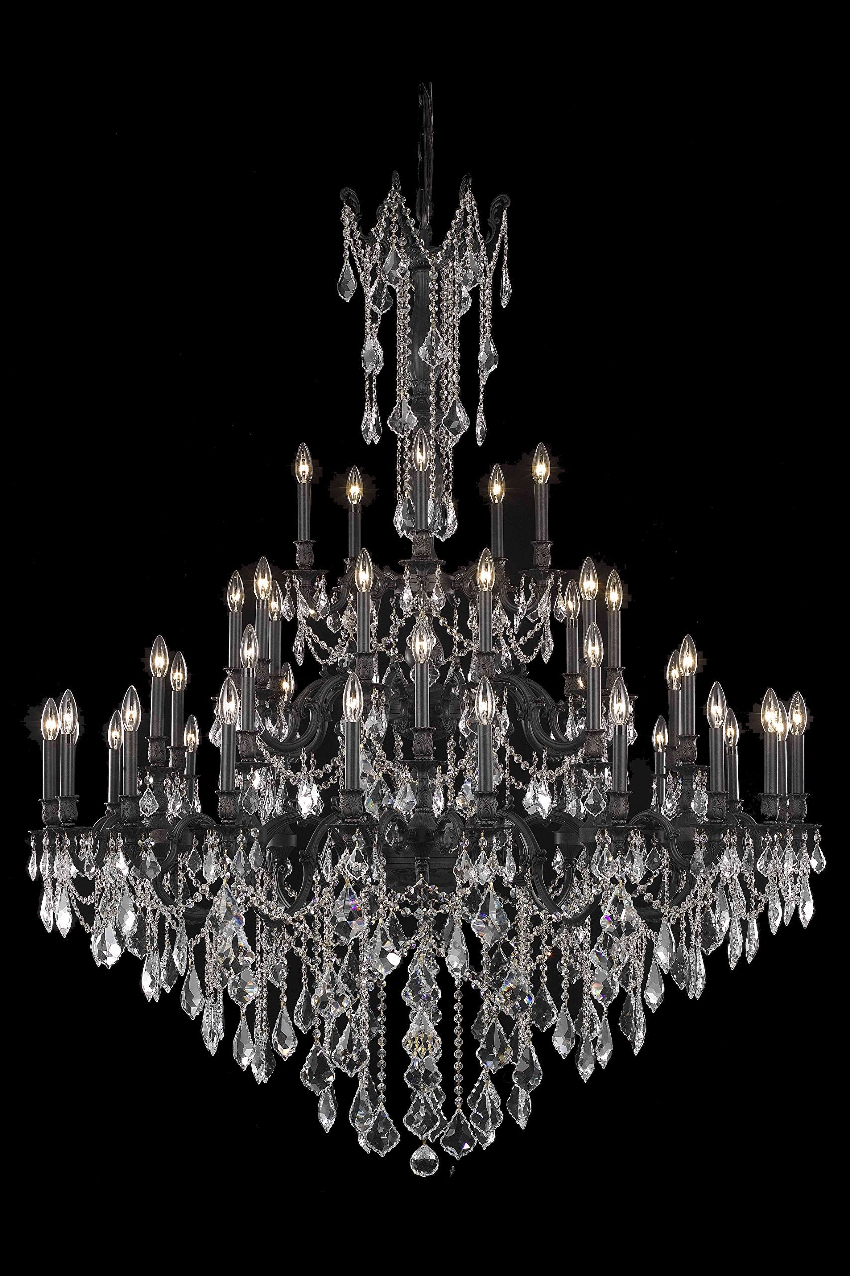 Elegant Lighting 9245G54DB/RC Rosalia Collection 45-Light Large Hanging Fixture with Royal Cut Crystals, Dark Bronze Finish