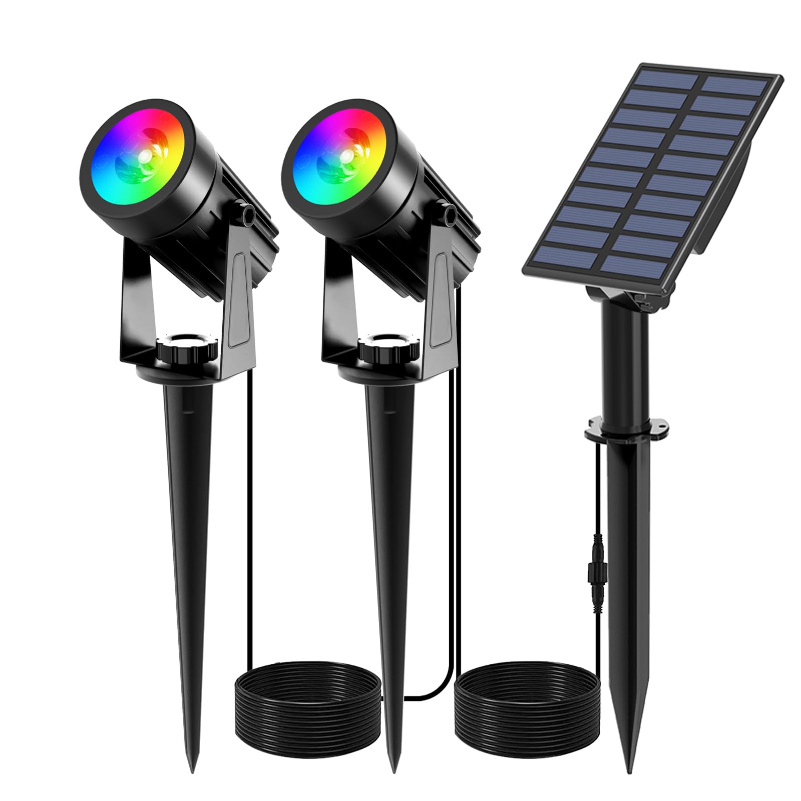 T-SUNUS Color Changing Solar Spot Lights, IP65 Waterproof, 2-IN-1, Multicolor, Model TS-S4501-2H-RGB