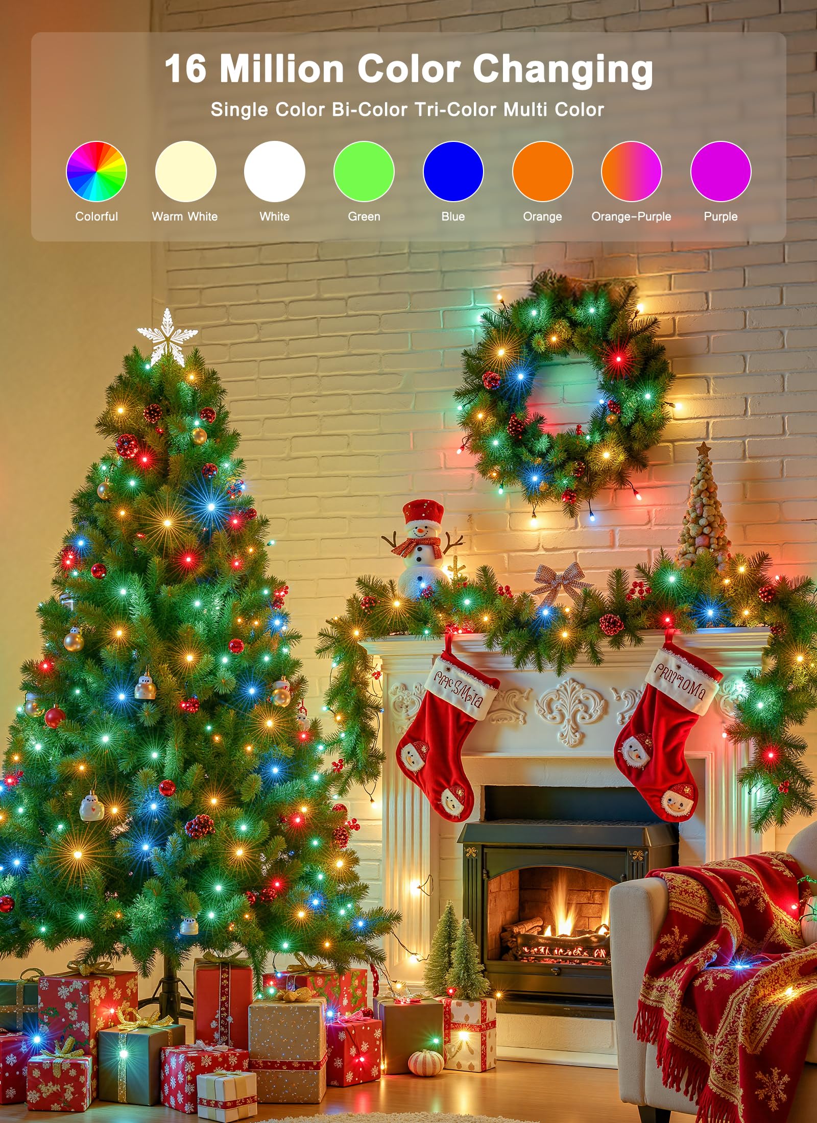 Minetom LED Color Changing Smart RGB Christmas Tree Lights, 500 LED, 165ft, Remote & Timer, Plastic