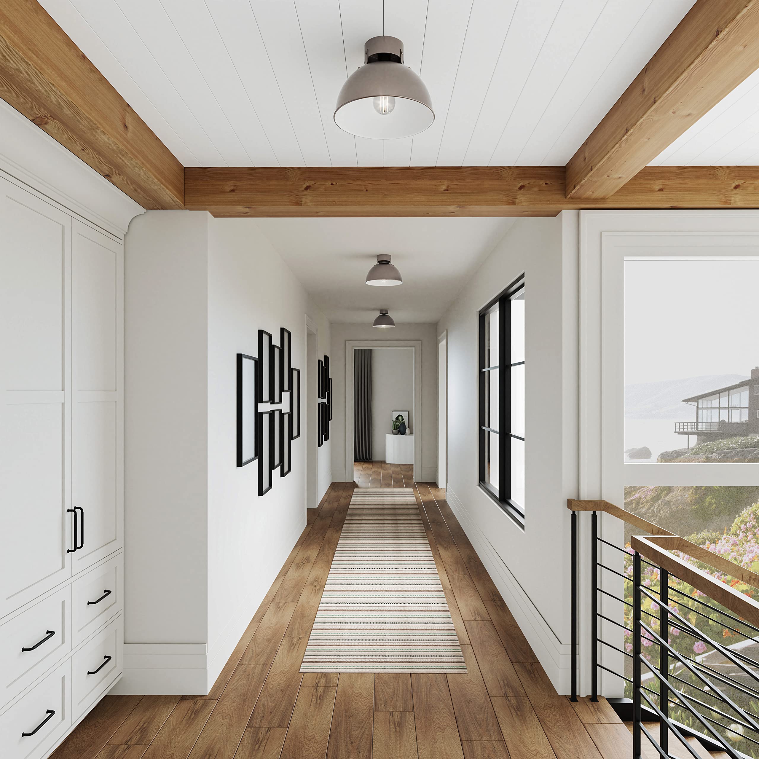 Elk Home 12" Zayne Semi Flush Mount Light - Matte White Metal Shade, Led & Dimmer Compatible