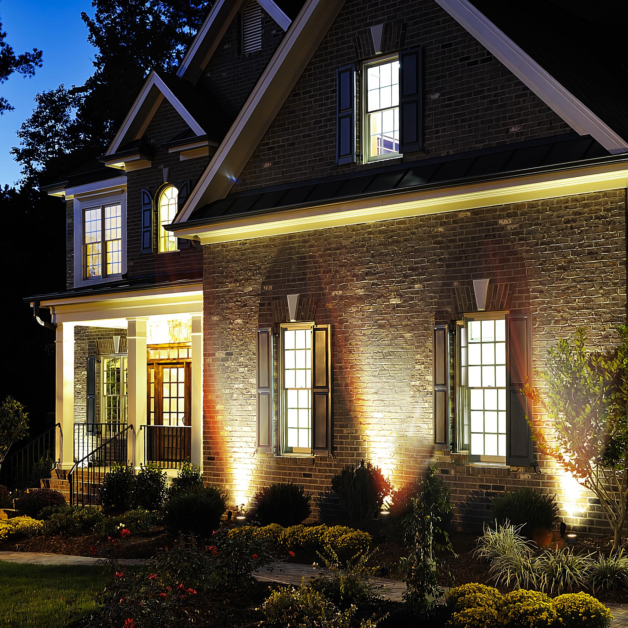 Outdoor Landscape Lighting Waterproof With 45.9Ft Cable & Built-In Led Light, Low Voltage 12W 1200Lm Plug In Electric Led Spot L