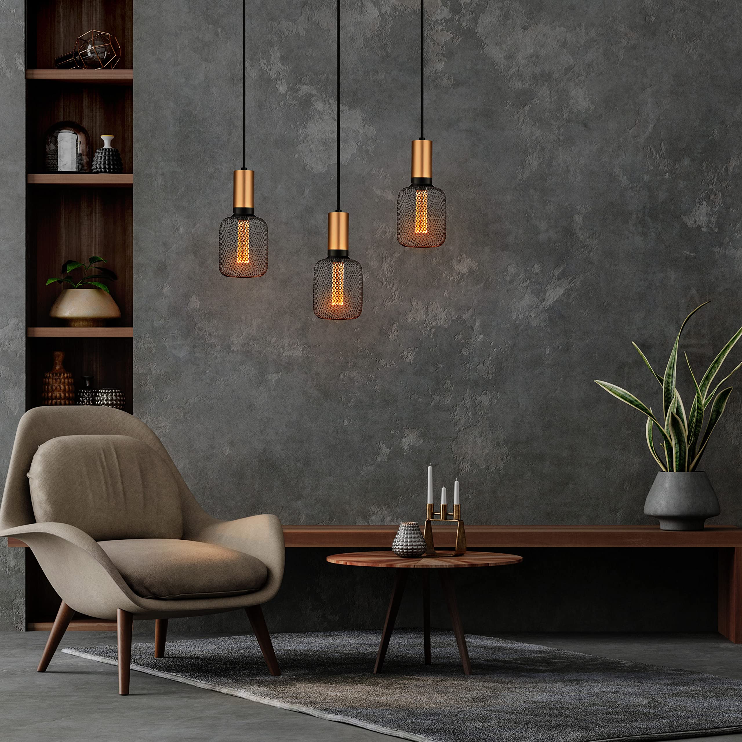 Next Glow LED Decorative Light Bulb, Black Metal Cage, Dimmable, Vintage Edison Style, 3.5W Equivalent, Cylinder Size