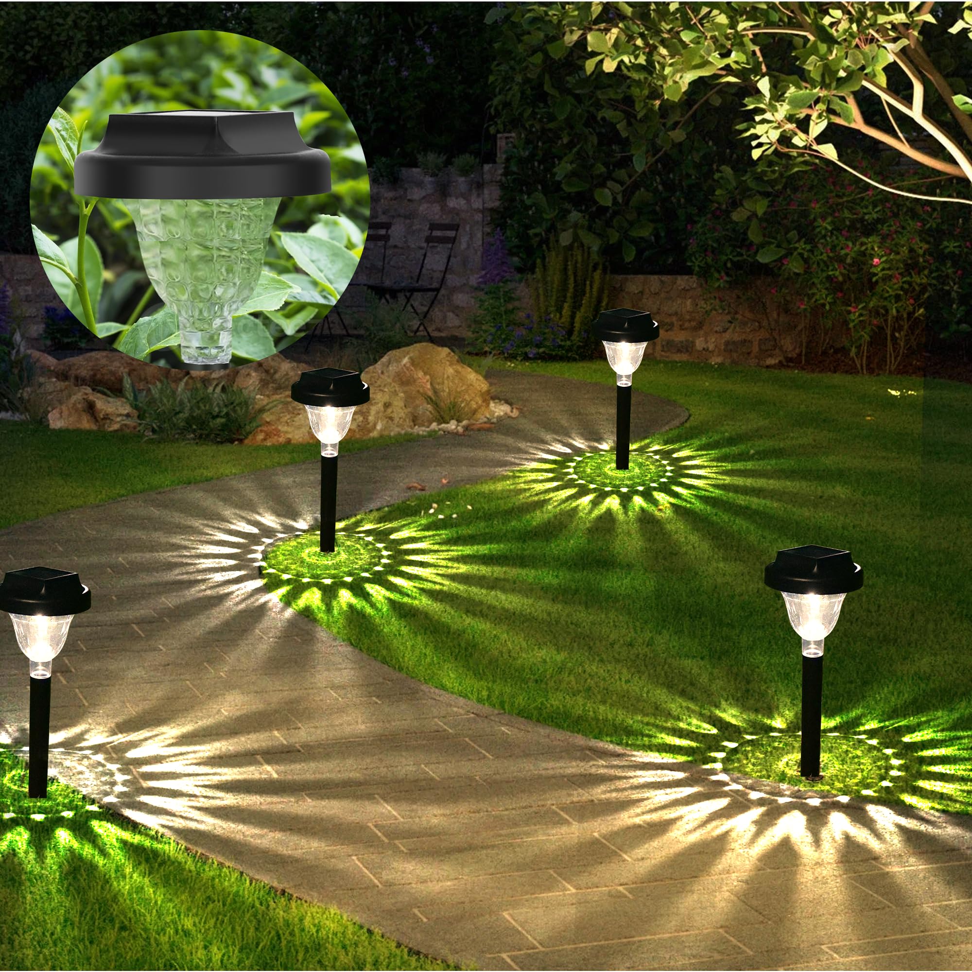 Siatom Lighting Solar Pathway Lights, Ip65 Waterproof 10 Pack, Warm Light Led Garden Lighting