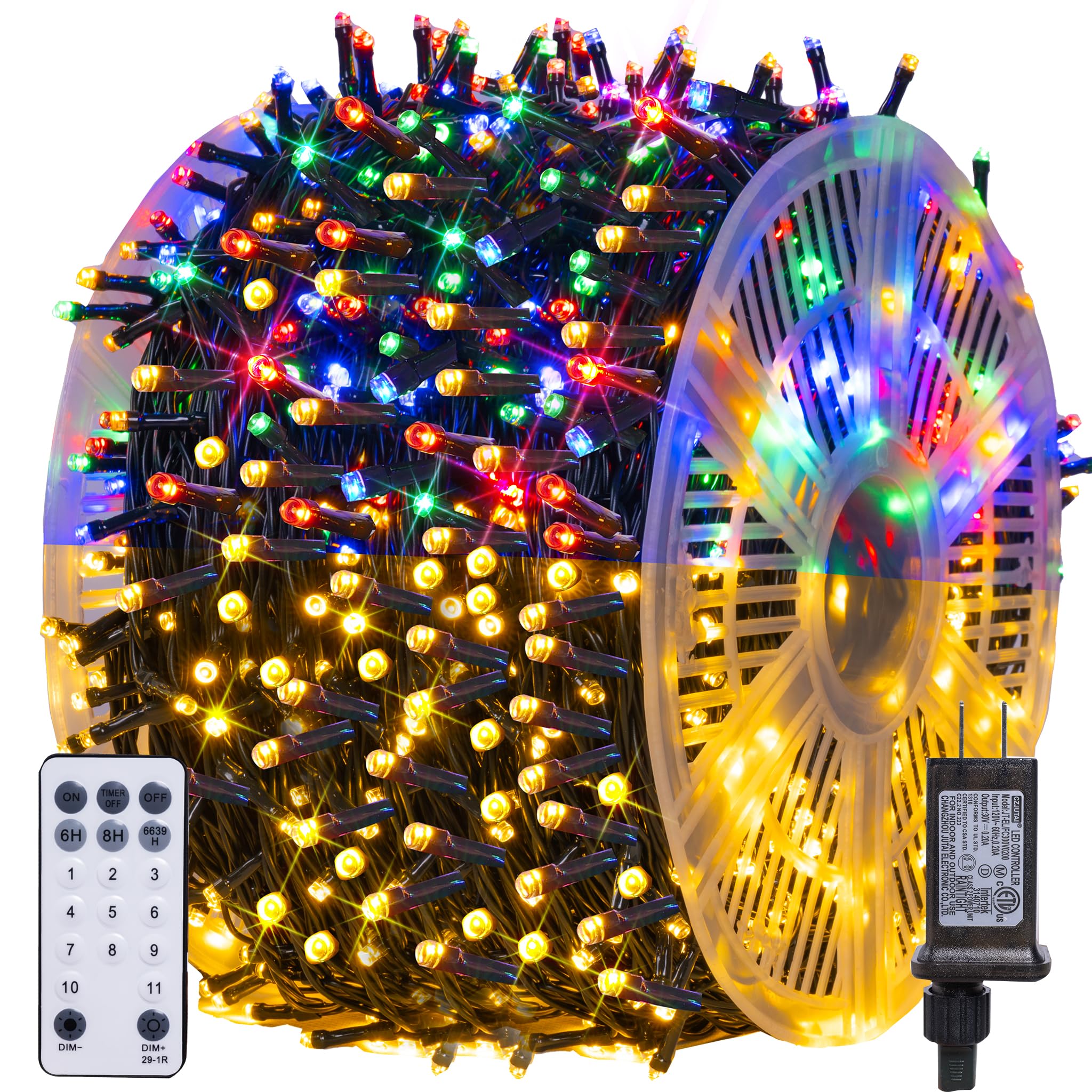 Dazzle Bright Color Changing Christmas Lights  328Ft 1000Led Warm White & Multi-Colored Waterproof String Lights With Remote 11 Modes  Christmas Decoration For Outdoor Indoor Tree Party Garden Holiday
