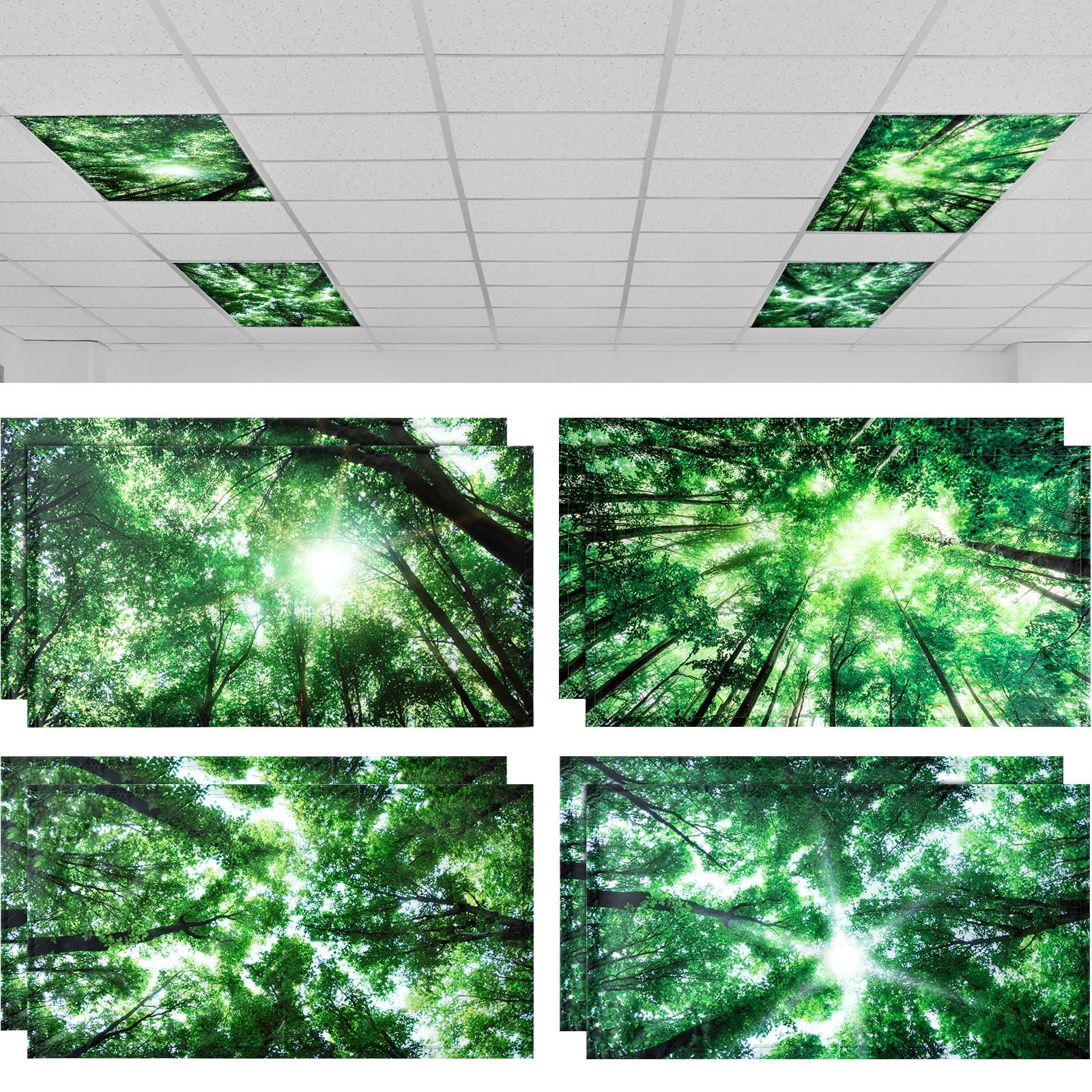 ROCEEI 8 Pcs 4 x 2 Feet Fluorescent Light Covers Magnetic Light Cover Classroom Light Filters Fluorescent Light Filters for Ceil