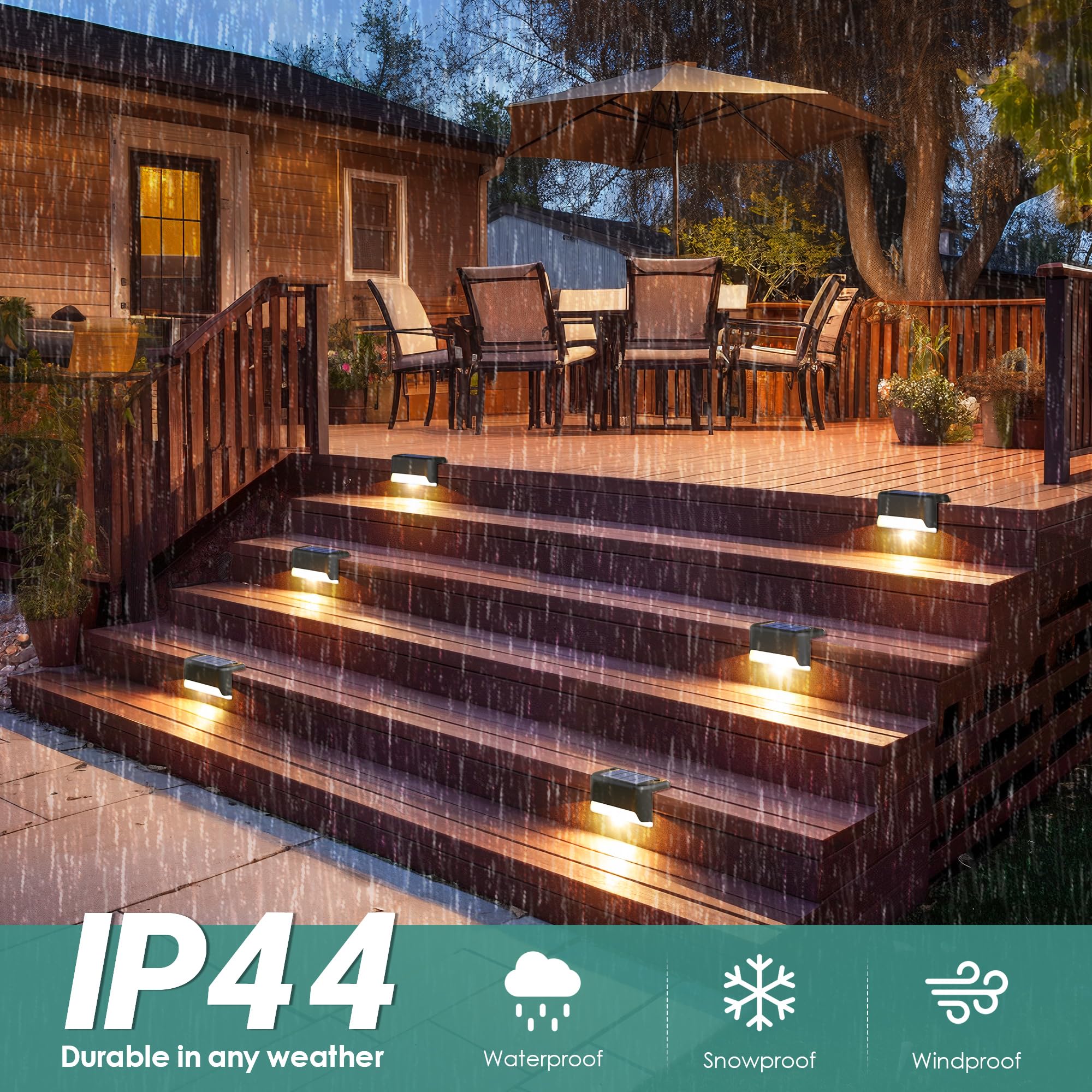 SOLPEX Solar Fence Lights - Waterproof LED Deck Lights, 12 Pack, Warm White, Black, Model 9783