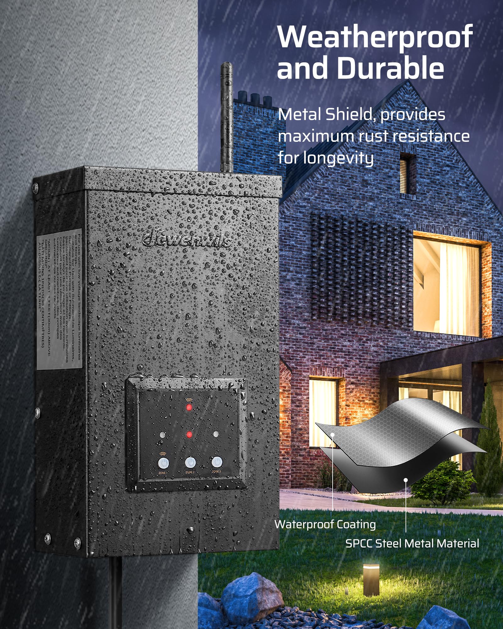 Dewenwils 200W Wi-Fi Low Voltage Transformer, 3 Independent Outputs, 120V Ac To 12V/14V Ac, Low Voltage Landscape Transformer Wi