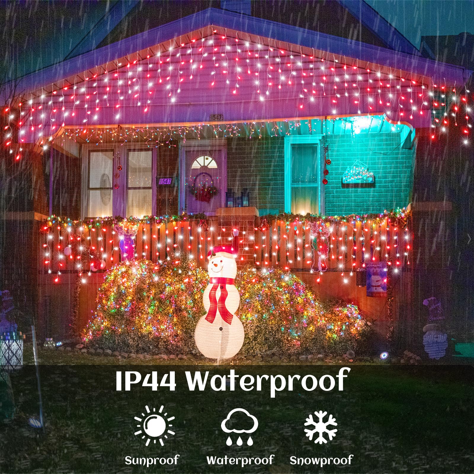 99Ft Icicle Lights For Outside  Red And White Christmas Lights Outdoor Indoor  1216 Led Twinkle Light With 228 Drops Short Curtain Light For Thanksgiving Room Home Wall Bedroom Window Decoration