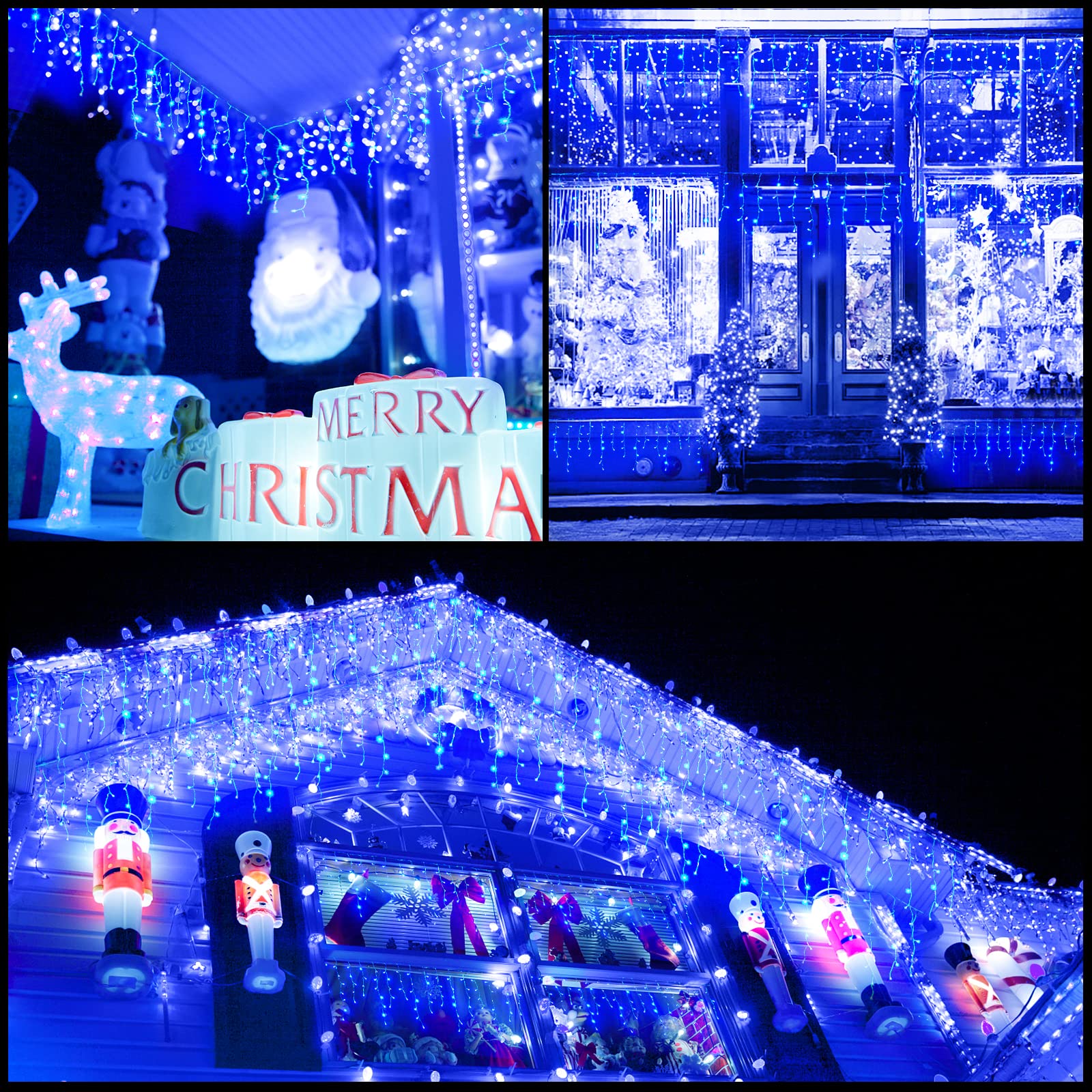 Kiflytooin Led Christmas Lights Outdoor Christmas Decorations Hanging Lights 400Led 8 Modes 75 Drops, Waterproof Outdoor Indoor