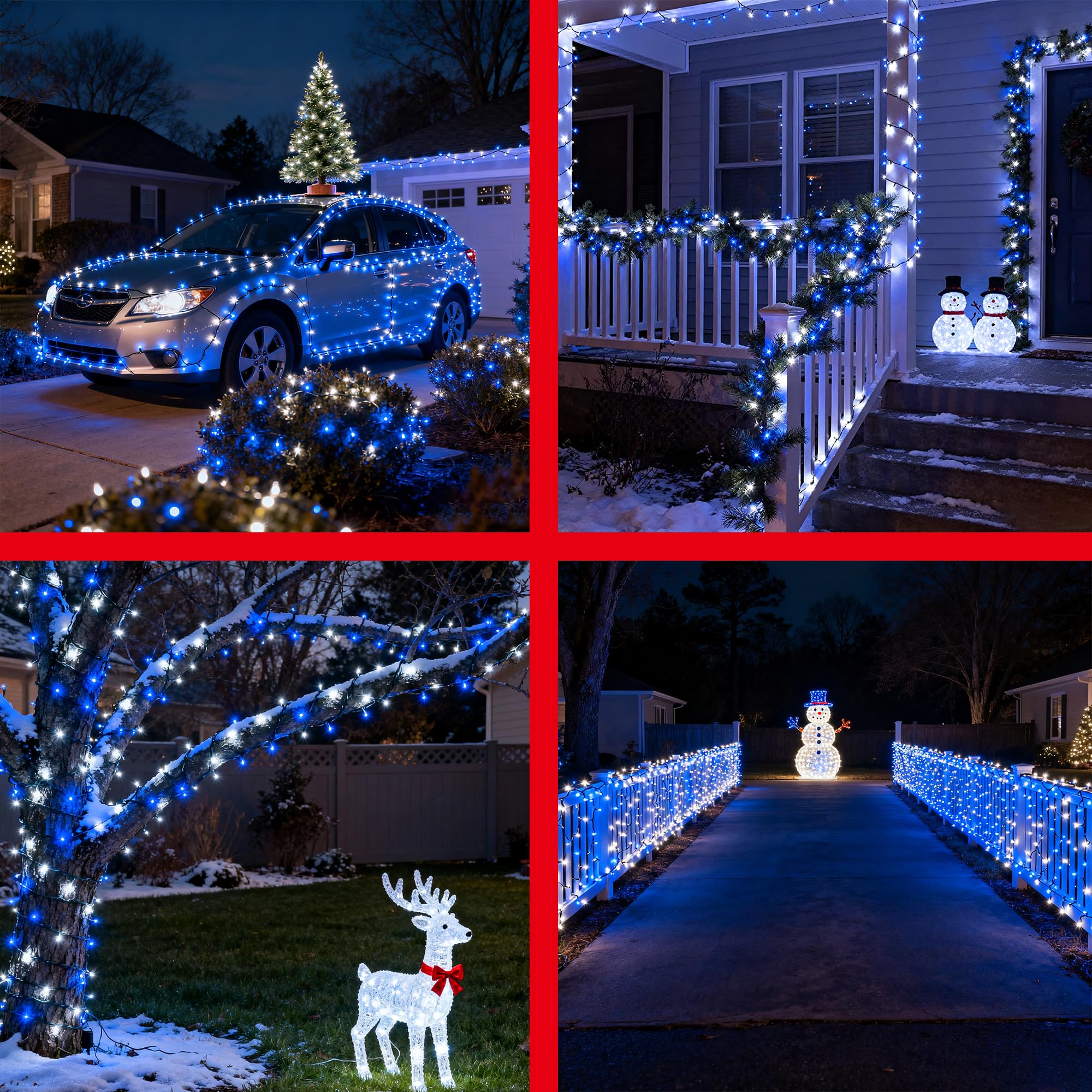 750Led Christmas Lights Outdoor Use  240Ft 12 Modes Blue And Cool White Led String Lights With Timer Dimmable  Waterproof Christmas Tree Lights For Xmas Patio Yard Fence Balcony Garden Decor