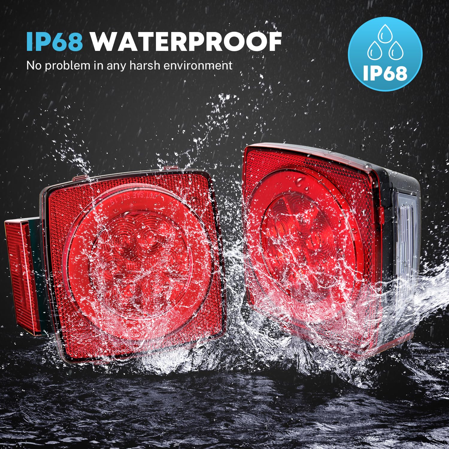 Kohree Super Bright Led Trailer Light Kit, Ip68 Waterproof Submersible Boat Trailer Lights, 12V Led Stop Turn Tail License Light