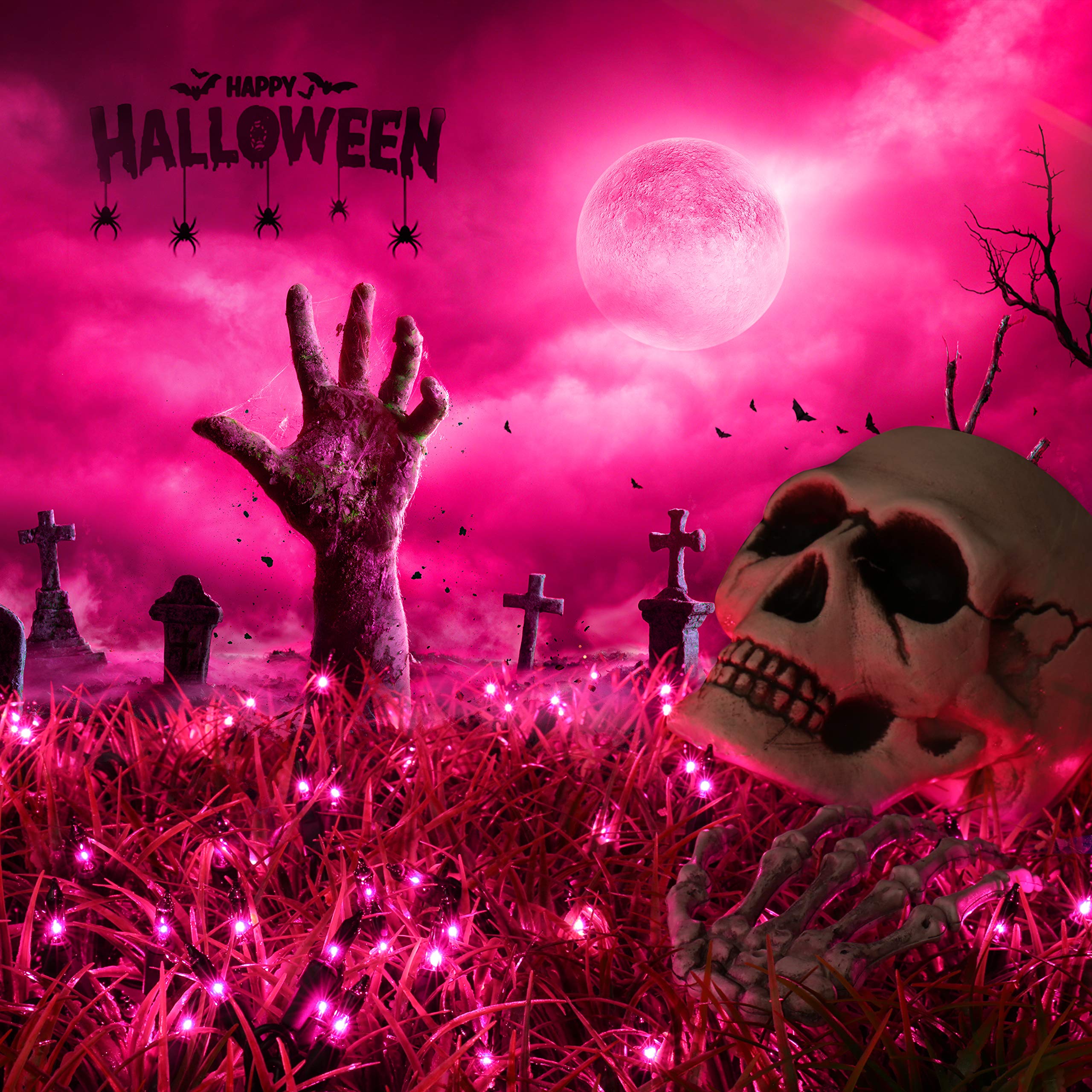 Brizled Halloween String Lights, 21.3ft 100ct Incandescent Purple & Green & Orange Halloween Lights Connectable, UL Certified Ha