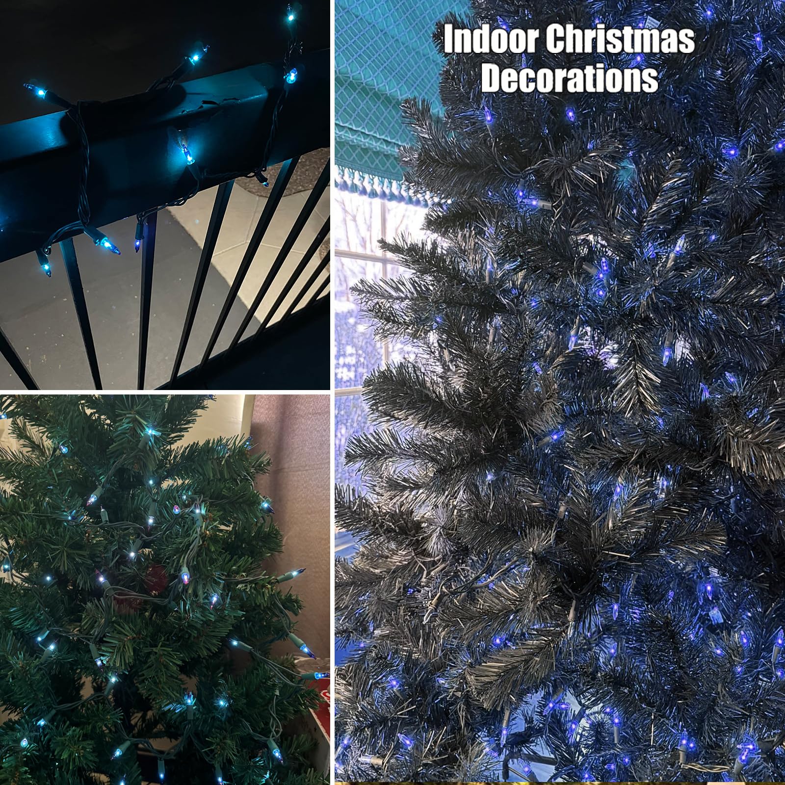 Hishiny Christmas Lights 100 Count Blue Christmas Tree String Lights With Green Wire For Outdoor Indoor Christmas Decorations Wedding Decorations Valentines Day Decor Ul Certified (21Feet)