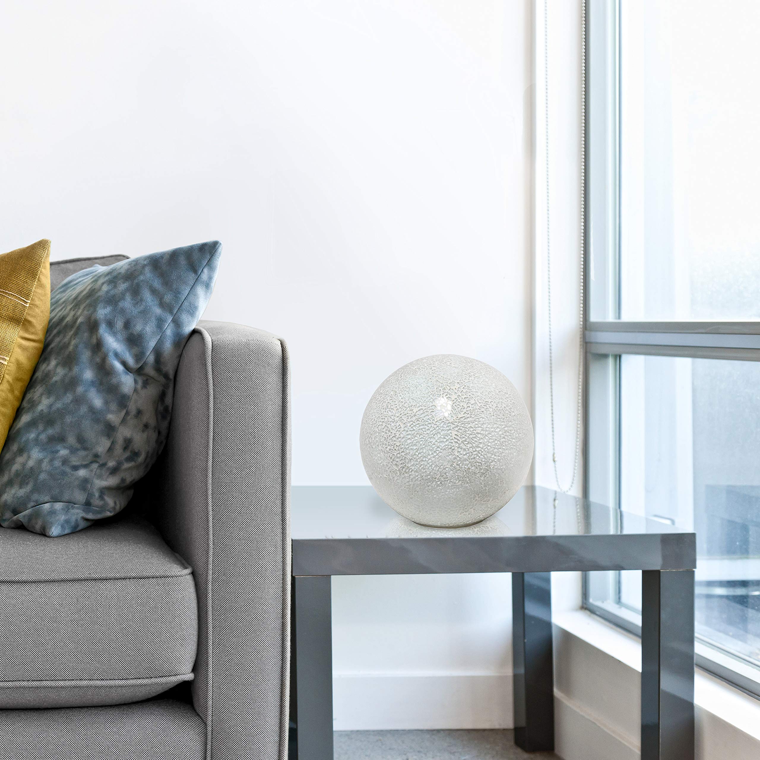 Simple Designs Lt3302-Wht 1 Light Mosaic Stone Ball Table Lamp, White