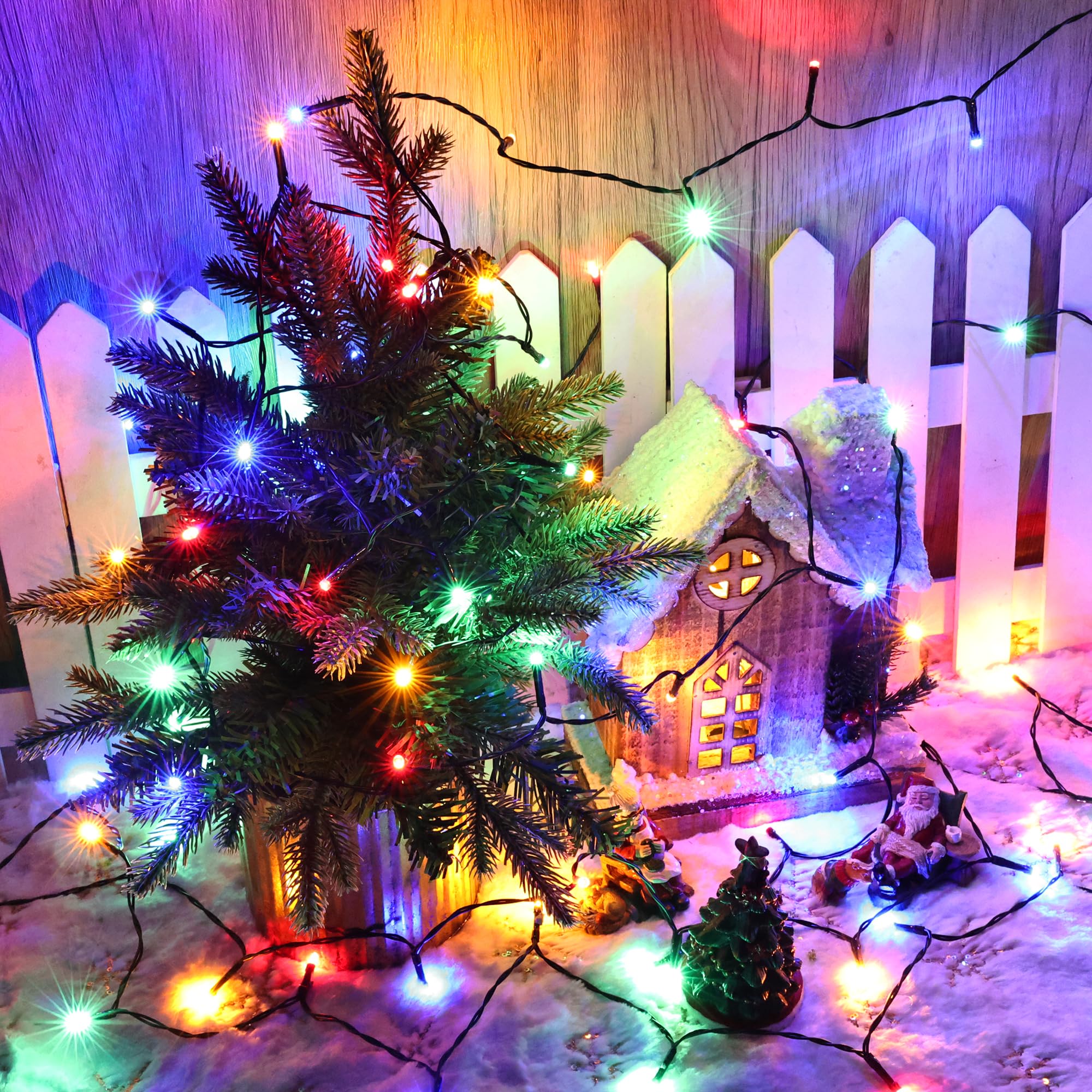 Battery Operated Christmas Lights - 2 Pack Total 33Ft 100 Led Battery String Lights 8 Modes Waterproof With Timer For Home  Garden  Party  Holiday  Christmas Tree Decoration (Green Wire  Multicolor)