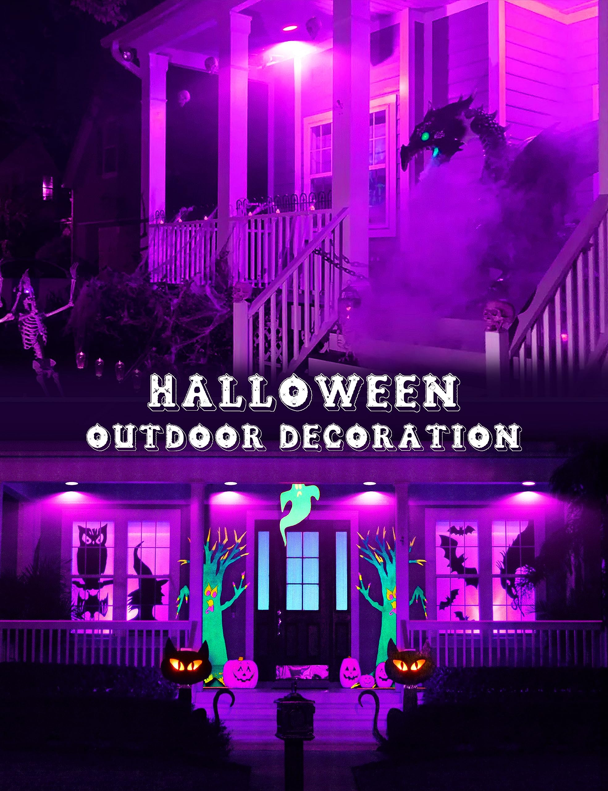 JandCase LED Purple Flood Lights, 12W (100W Equivalent), E26, 2 Pack, Not-Dimmable, Outdoor Lighting for Halloween, Porch, Party Decor