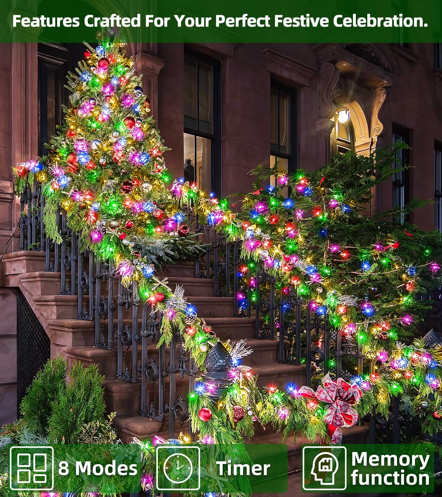 750 Led 246Ft Christmas Lights Outdoor, Super Long Waterproof Christmas String Lights With 8 Modes, Christmas Tree Lights With T