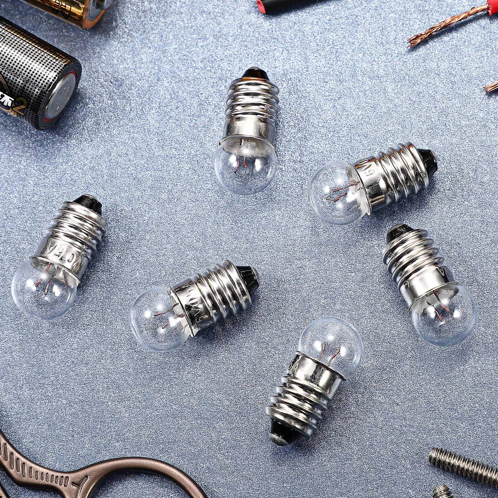 Honoson 20 Pieces Miniature Screw Tiny Light Bulbs Replacement E10 Mini Light Bulbs E10 Socket Miniature Flashlight For Physical