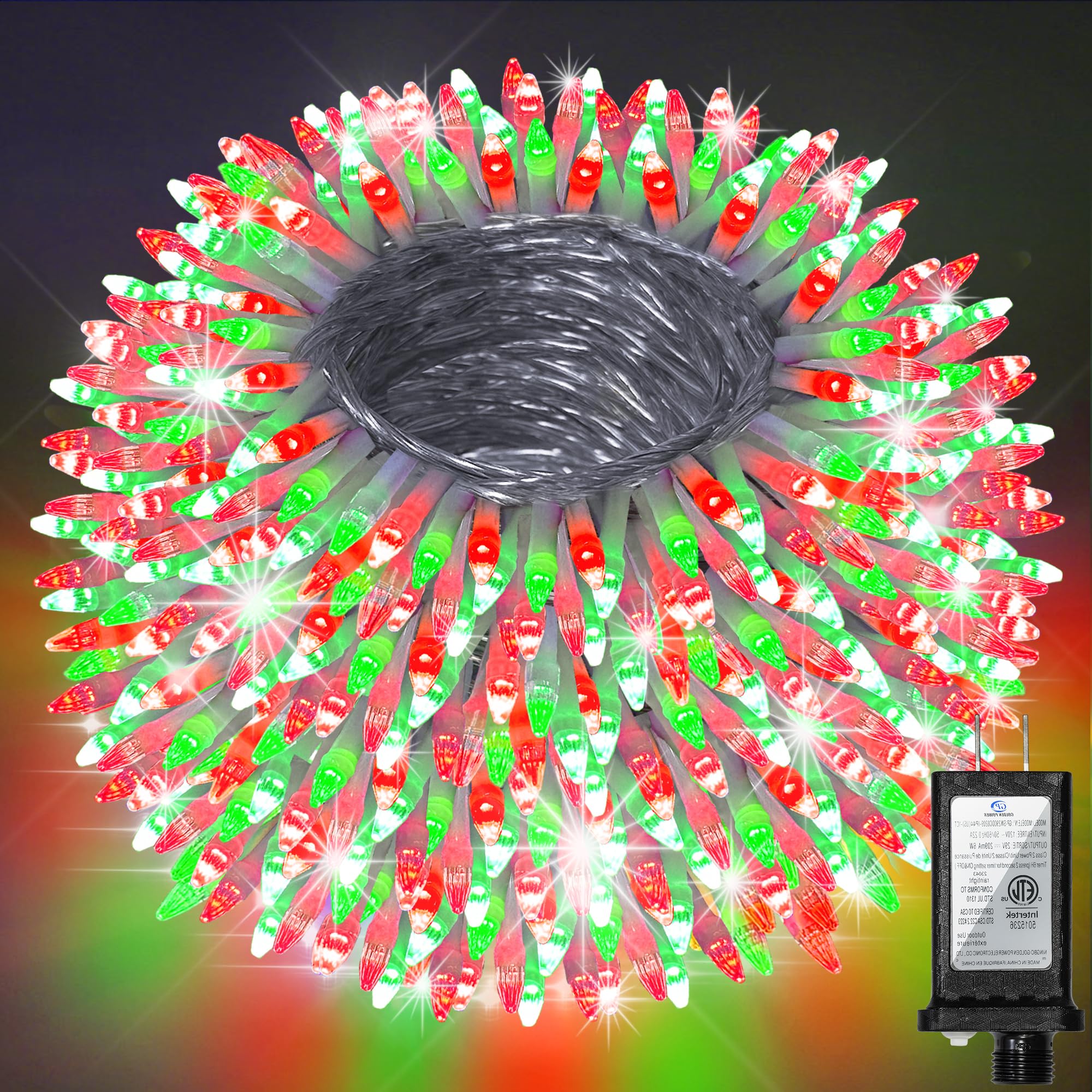 1500 Led 470Ft Christmas Lights Outdoor  Christmas String Fairy Lights With Timer & Memory  Waterproof 12 Modes Dimmable Twinkle Tree Lights For Home Patio Wedding Party Yard Xmas Decor  Red & Green