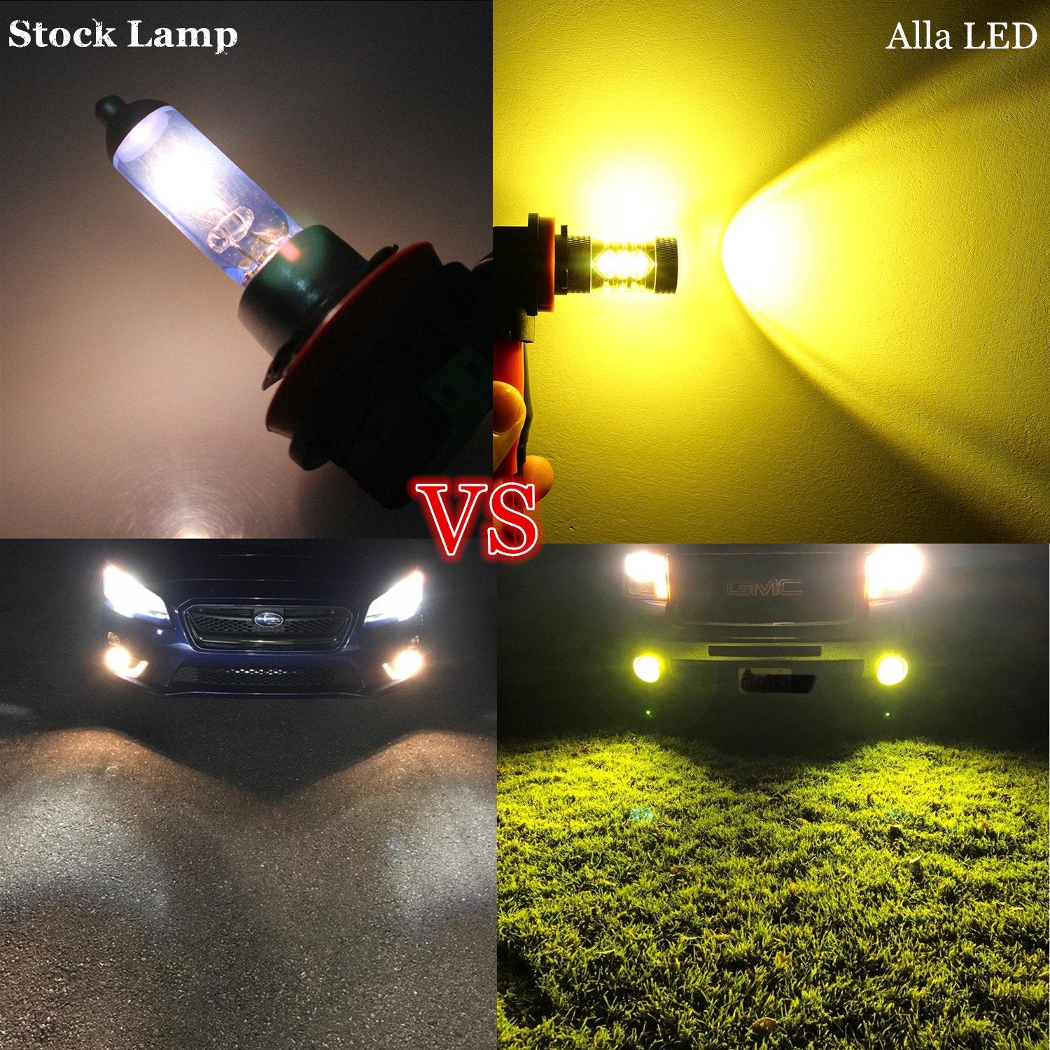 Alla Lighting Psx24W 2504 Led Fog Lights Bulbs, 3000K Golden Yellow 12276, 360 Light Output Super Bright 3030 Smd Replacement Fo