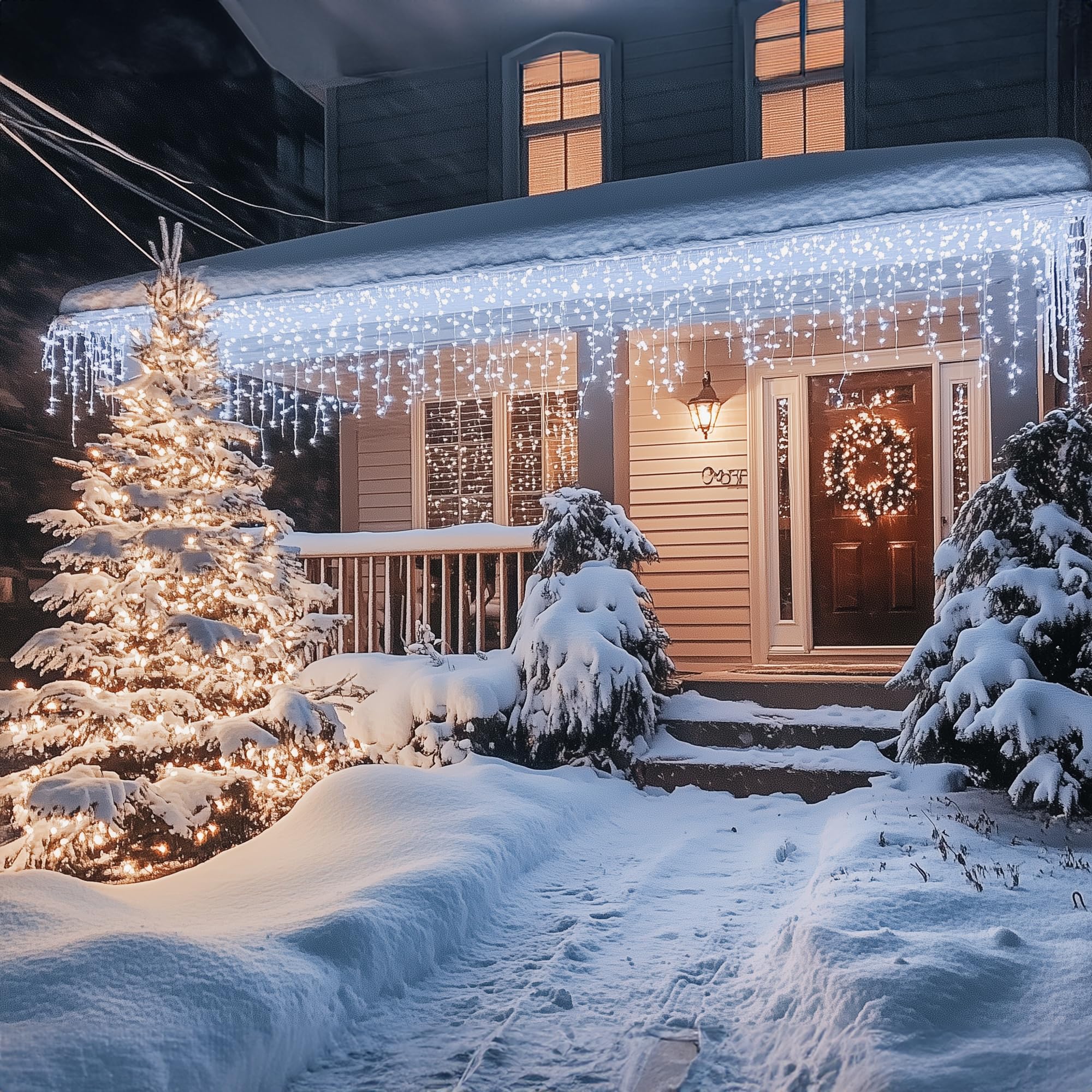 Dazzle Bright Christmas Icicle Lights, 88.5 Ft 1080 Led 8 Modes Curtain Fairy Lights With 180 Drops, Xmas String Lights For Outd