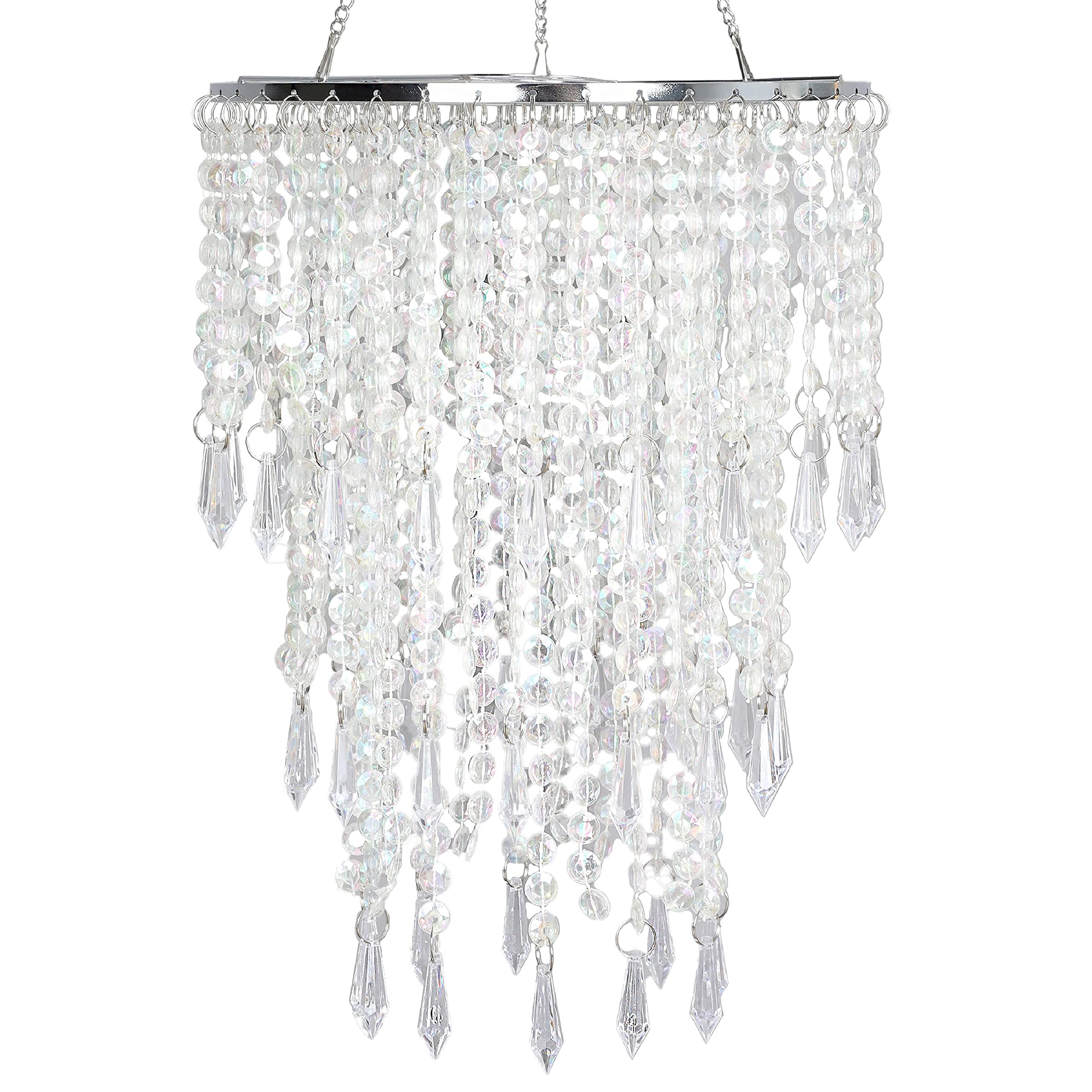 Cioceen 8.7'' Acrylic Chandelier Shade Pendant Lamp With Crystal Beads For Bedroom & Events