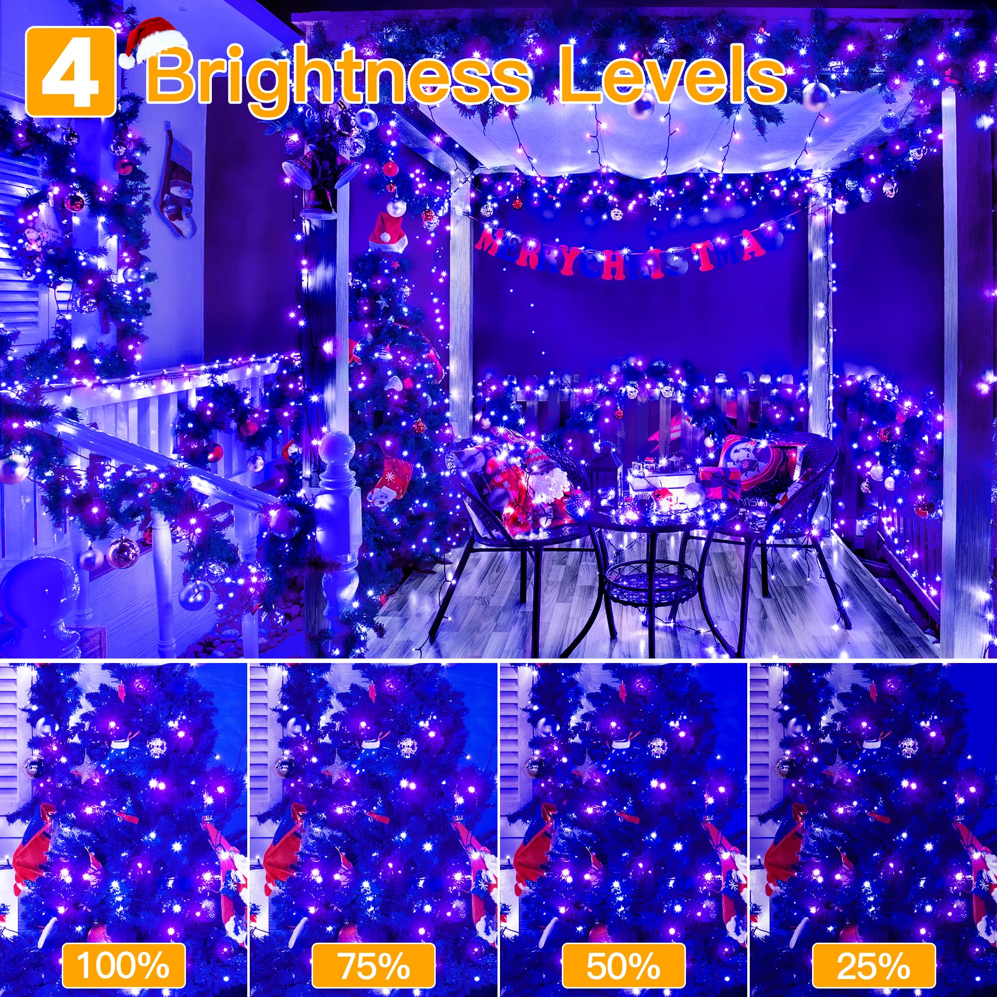 Ollny Halloween String Lights, 400LED, 131FT, Blue & Purple, 8 Modes, Waterproof, Indoor/Outdoor Decor, Model HG-29V416C