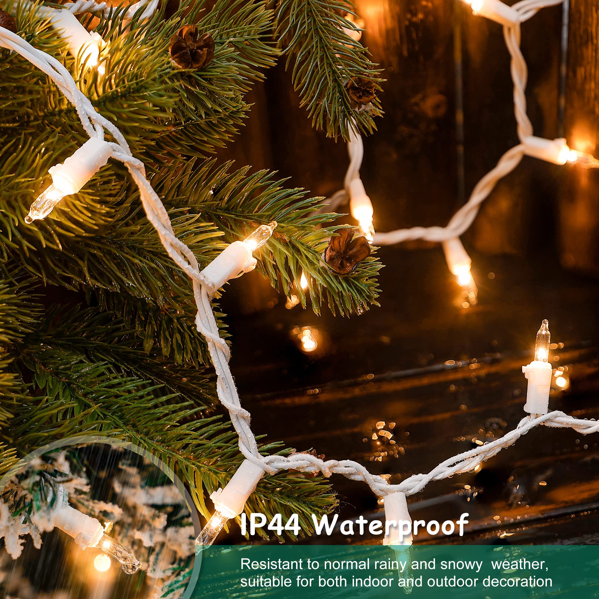 Heyfuni Clear Christmas Lights Set,50 Count 13Feet Incandescent Bulb Mini String Lights For Christmas Tree Holiday Garland Party Weeding Xma Home Indoor&Outdoor Decorations,White Wire