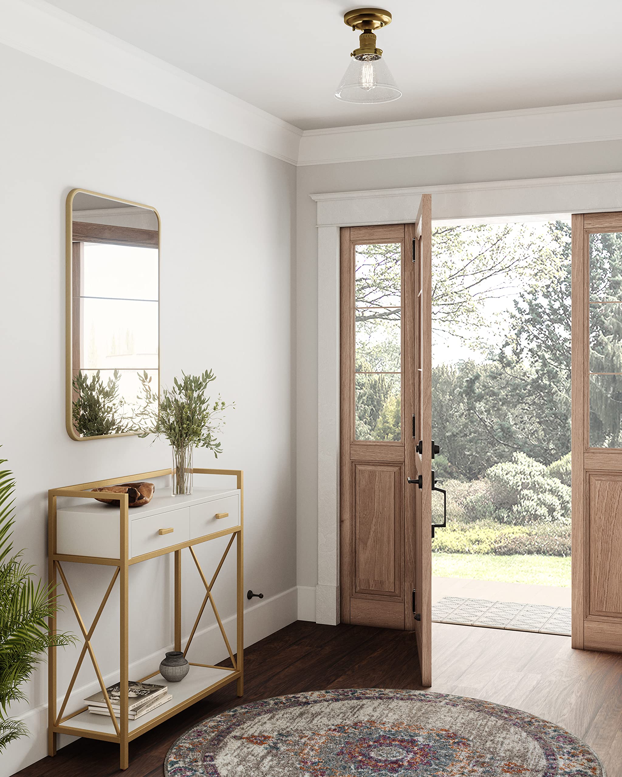 Design House 589069-Sg Augustin Transitional 1 Indoor Dimmable Ceiling Light Fixture With Clear Seedy Glass Shade For Kitchen Ha