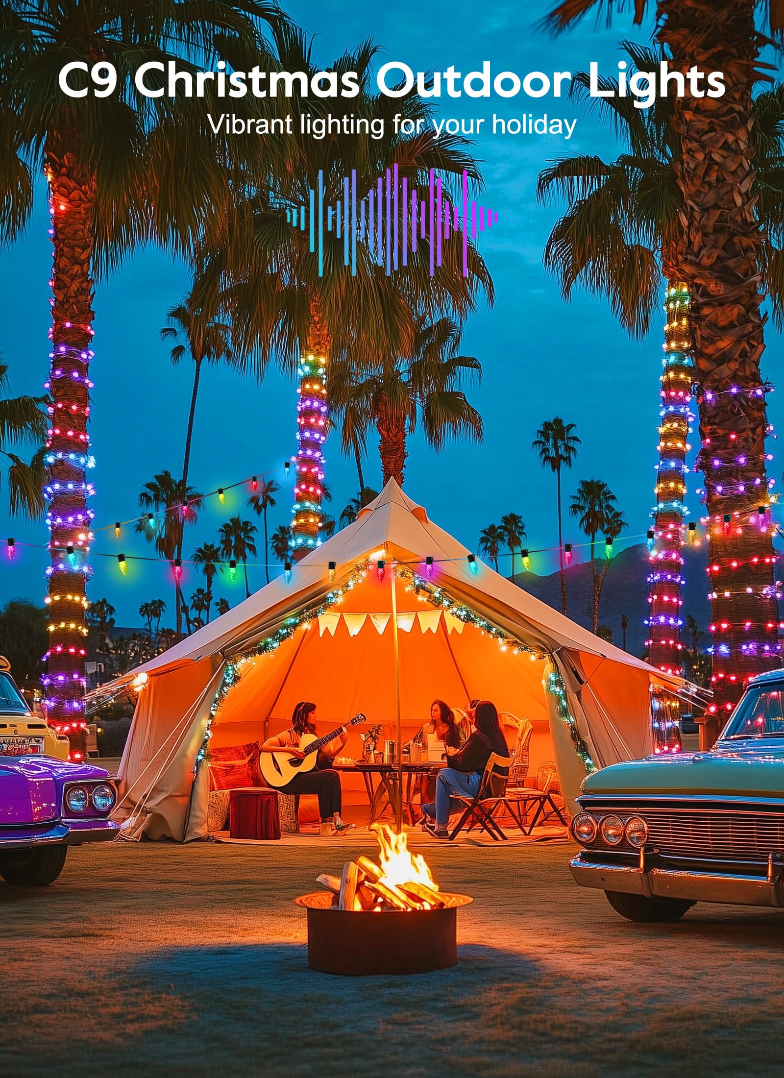 Brightown C9 LED Christmas Lights, 200 LED, RGBW, 132 Ft, Smart APP Controlled, Waterproof for Indoor/Outdoor Decoration