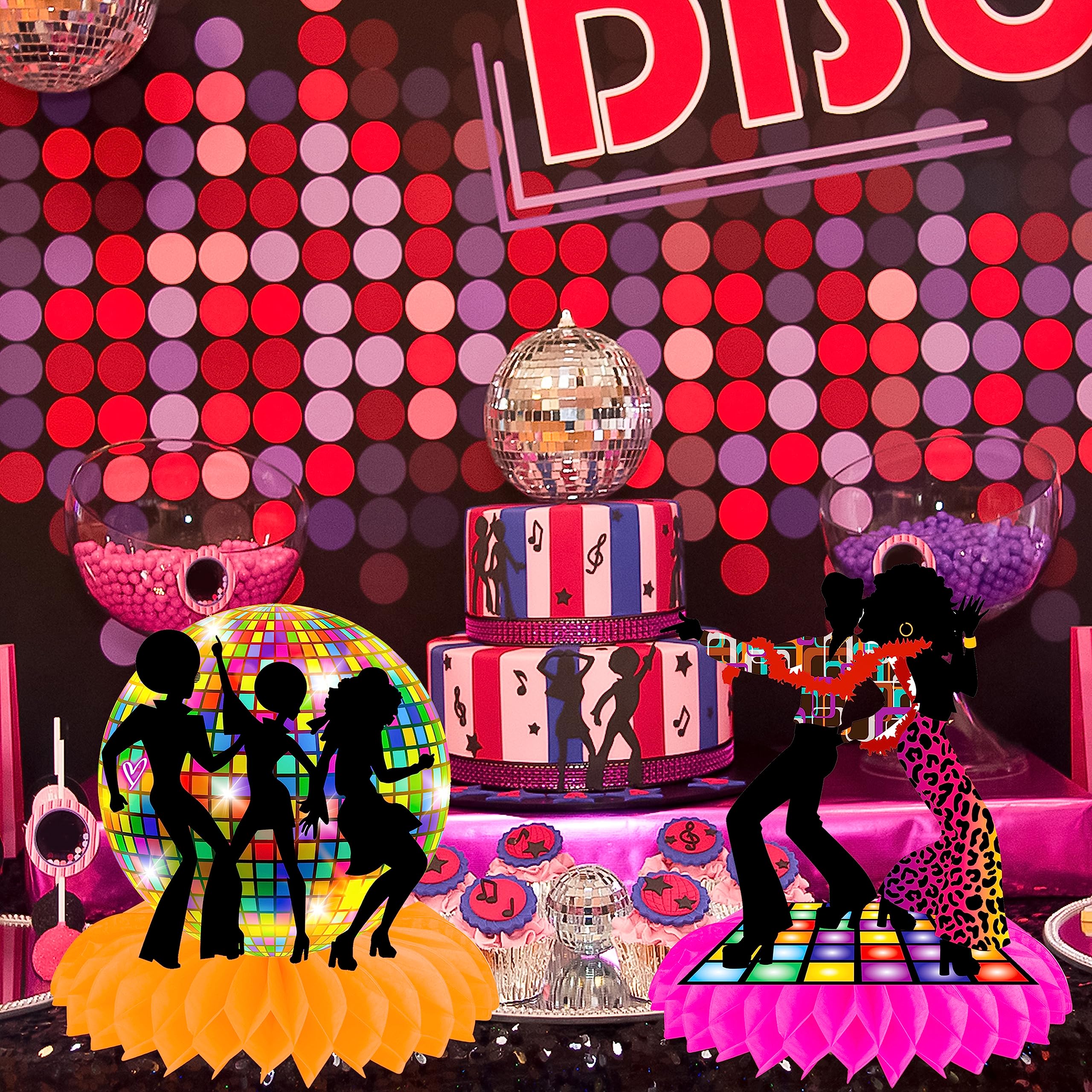 10Pcs 70s Disco Honeycomb Centerpieces Disco Fever Party Decorations Dancing Queen Party Table Centerpieces 70s Party Supplies 1