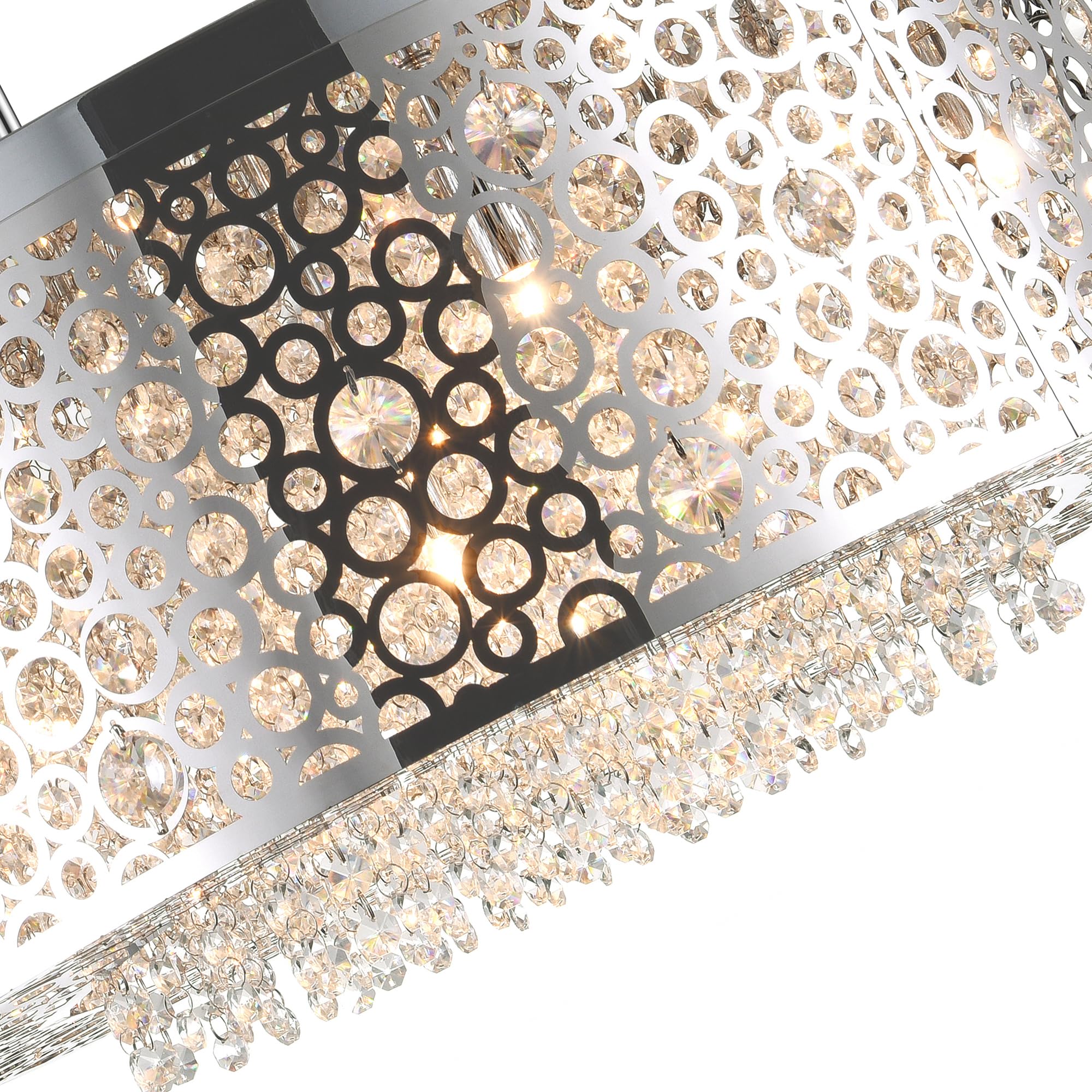 Cwi Lighting Chrome 9-Light Drum Shade Metal Chandelier - Modern Fixture For Home Decor