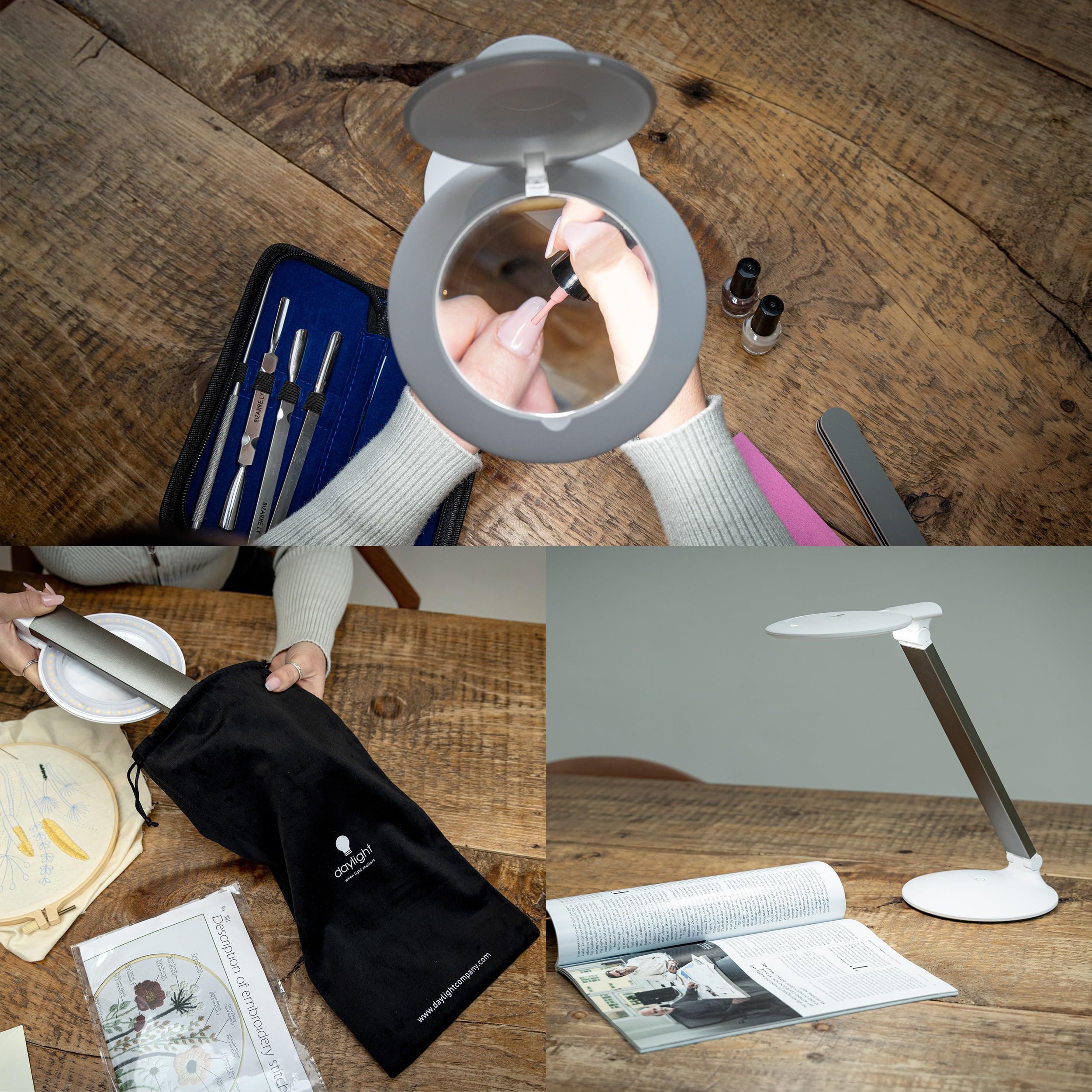 daylight Halo Go 2 Portable Rechargeable Magnifying Lamp, 5 Diopter, 6,000K LED, USB Charging, White, Model U25400