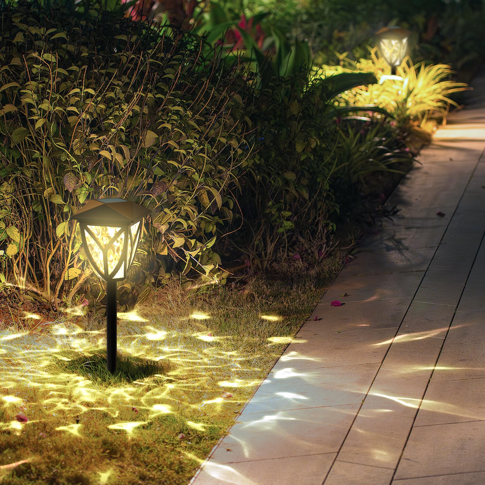 Ensenior 12-Pack Solar Lights Outdoor  16.77 3000K Led Solar Garden Lights For Pathway  Yard  Patio  Walkway  Planter  Waterproof  Energy-Efficient Landscape Lighting