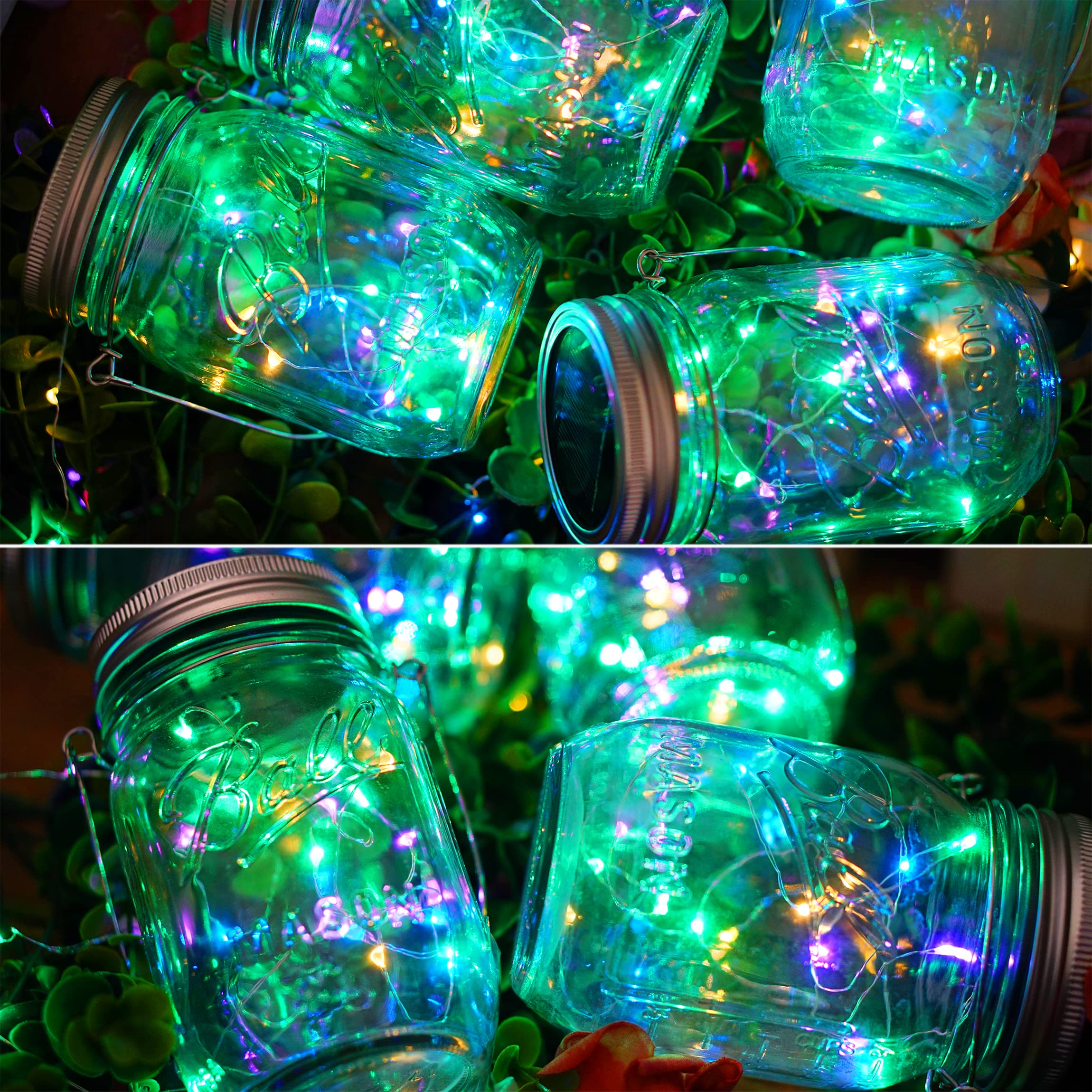 SmilingTown Solar Mason Jar Lights, 30 LED String Lights, Waterproof, Multi-colored (No Jars)