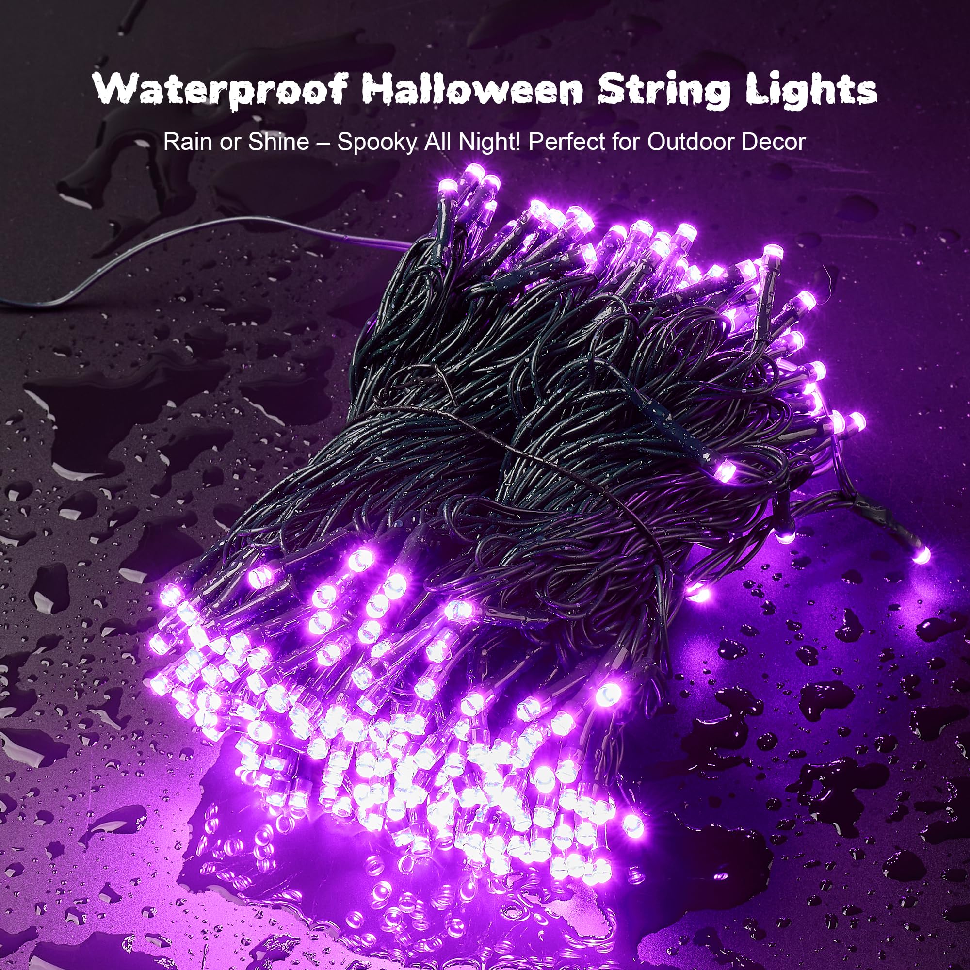 Wbao Halloween Lights 300Led 108Ft  Super Bright Led String Lights With Ul Certified  8 Lighting Modes  Timer  Connectable  Memory & Waterproof For Indoor Outdoor Halloween Decorations  Purple
