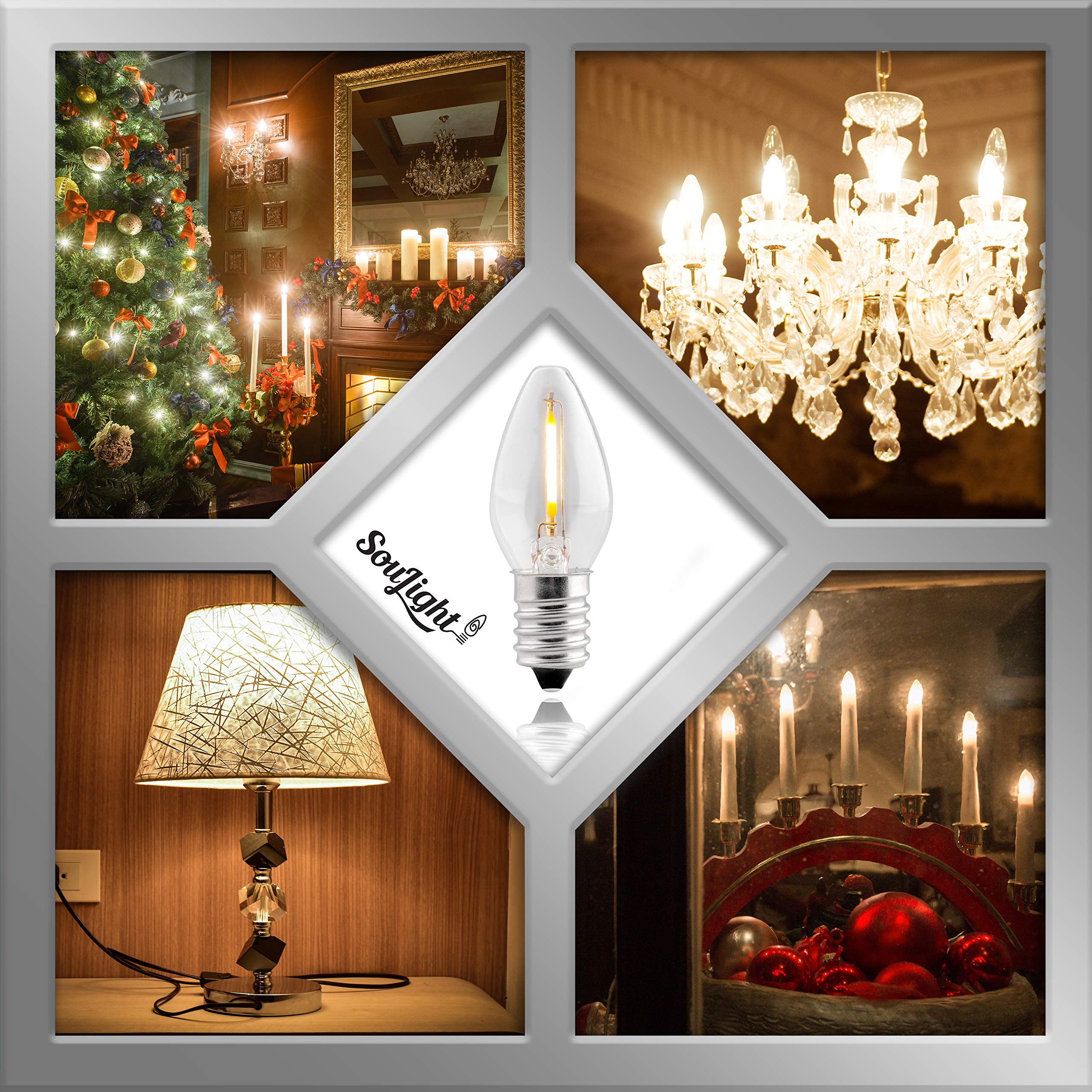 SouLight LED Night Light Bulb - C7 E12, Warm White 2700K, 8 Pack, 1W Equivalent to 10W Incandescent, Soft Warm White, Ideal for