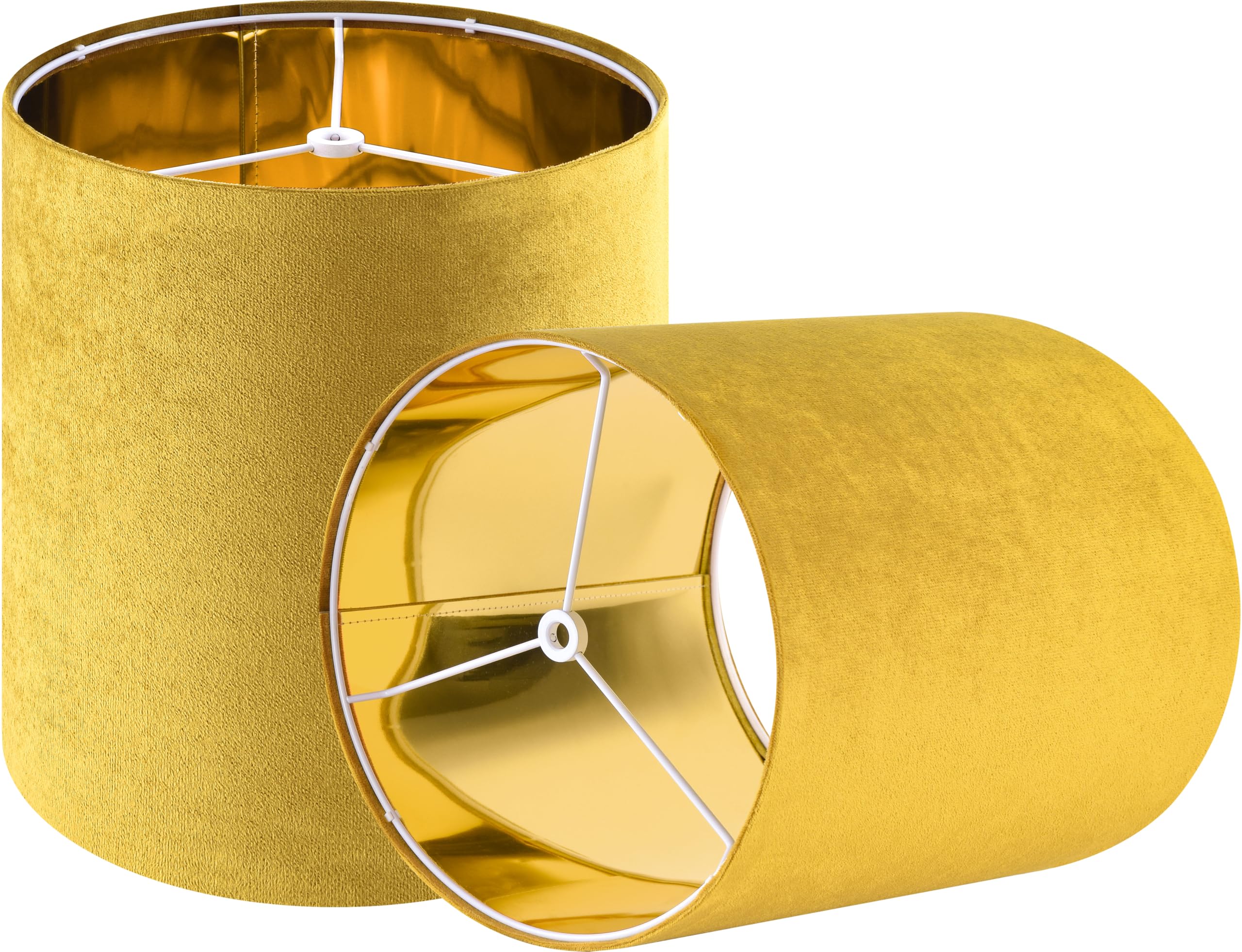 GOSO Tall Drum Natural Velvet Yellow Lamp Shades Set of 2- Lampshades for Table Lamps-10 * 10 * 10 inch (Spider) Small Drum Shad