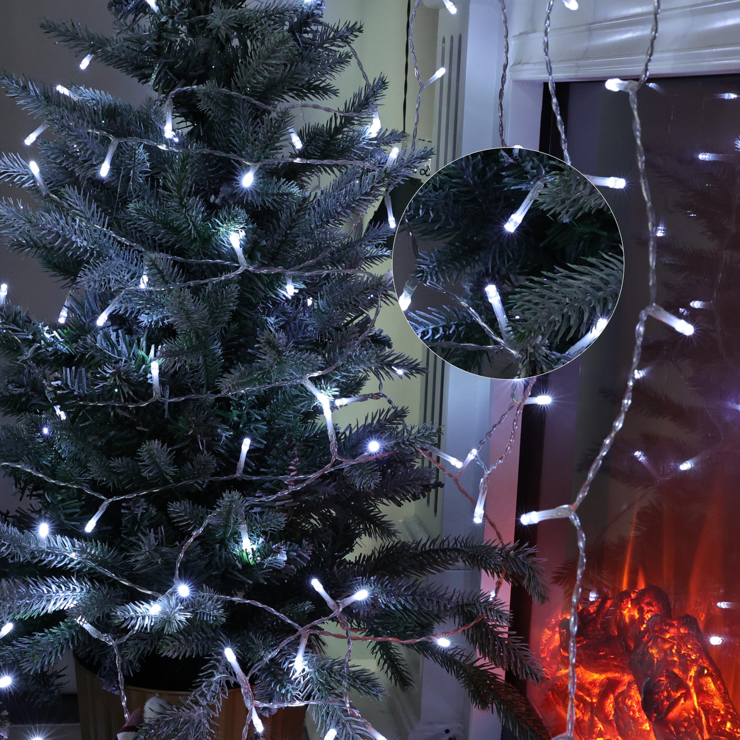 Lomotech Battery Operated Christmas Lights - 2 Pack Total 33Ft 100Leds String Lights 8 Modes Waterproof With Timer For Home  Garden  Party  Holiday  Tree Decoration (Clear Wire  Warm White)