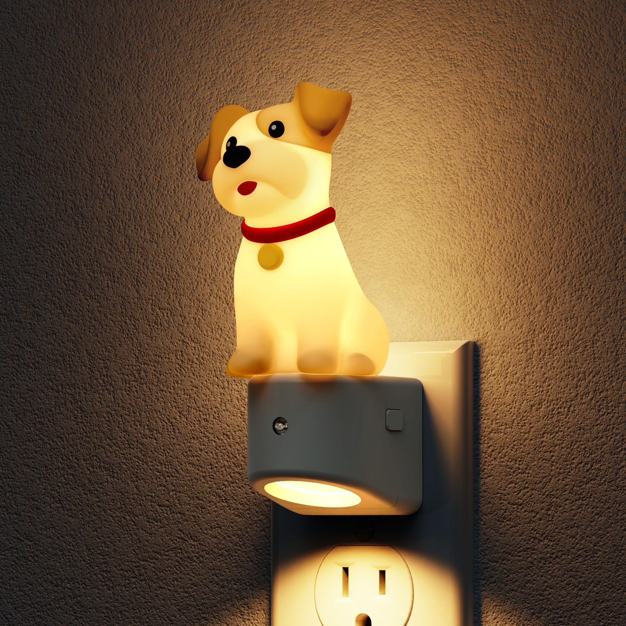 L LOHAS LED Night Light for Kids,3D Cute Puppy Night Lights,Schnauzer with Dusk to Dawn Sensor, RGB+Soft White 3000K,Dog Night L