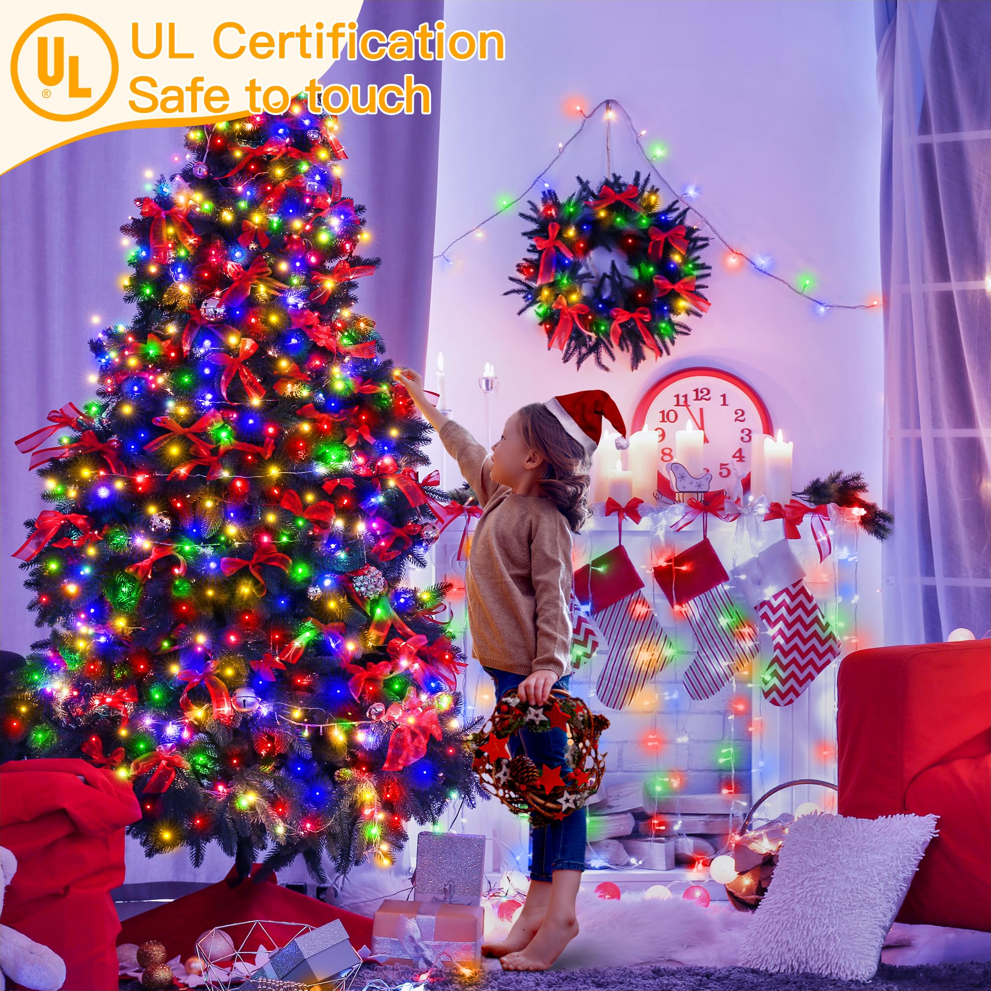 Ollny Christmas Lights Outdoor 400Led Multicolor Fairy Lights With Remote & Timer, 131Ft String Lights For Indoor/Outdoor Decorations